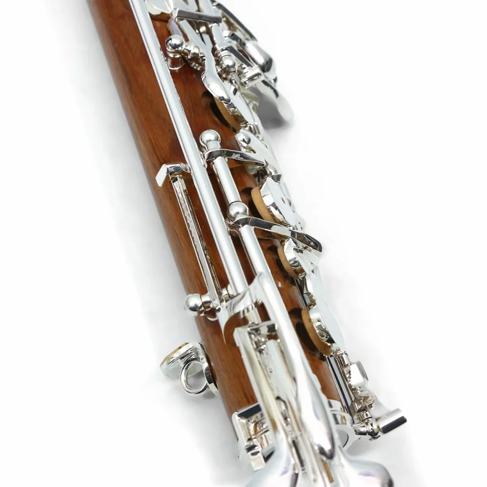 Llave C profesional para oboe de ébonita/palisandro, bifurcada, 3ª octava, llave F izquierda (plateado)