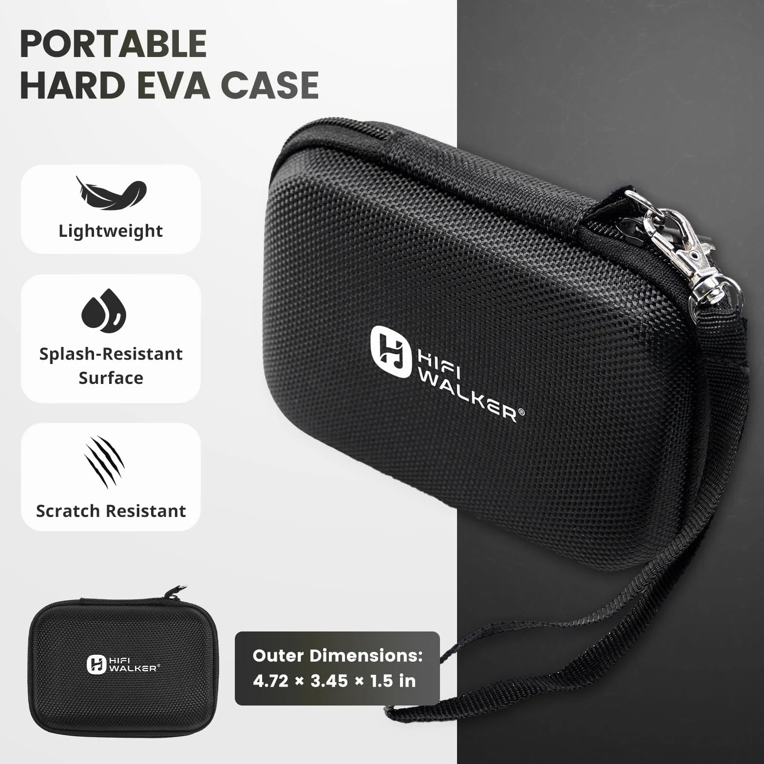 Funda para Reproductor MP3 Compatible con HIFI WALKER H2, H2 Touch y G7, Estuche Rígido Portátil de EVA para Auriculares, Cable USB y Tarjetas de Memoria, Solo Funda