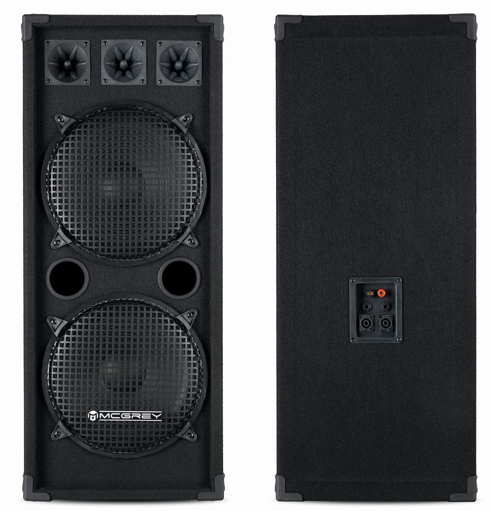 McGrey Pareja DJ-2222 Altavoces DJ PA de 2 Niveles 2X 30cm (12") Subwoofer 2000W (Pasivo, Sistema de 2 Vías, Caja de Madera)