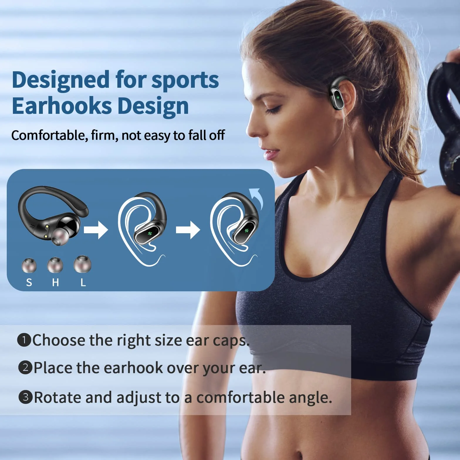 Auriculares inalámbricos Bluetooth Deportivos 5.4 HiFi Estéreo con Cancelación Ruido ENC, 50H IP7 Impermeable