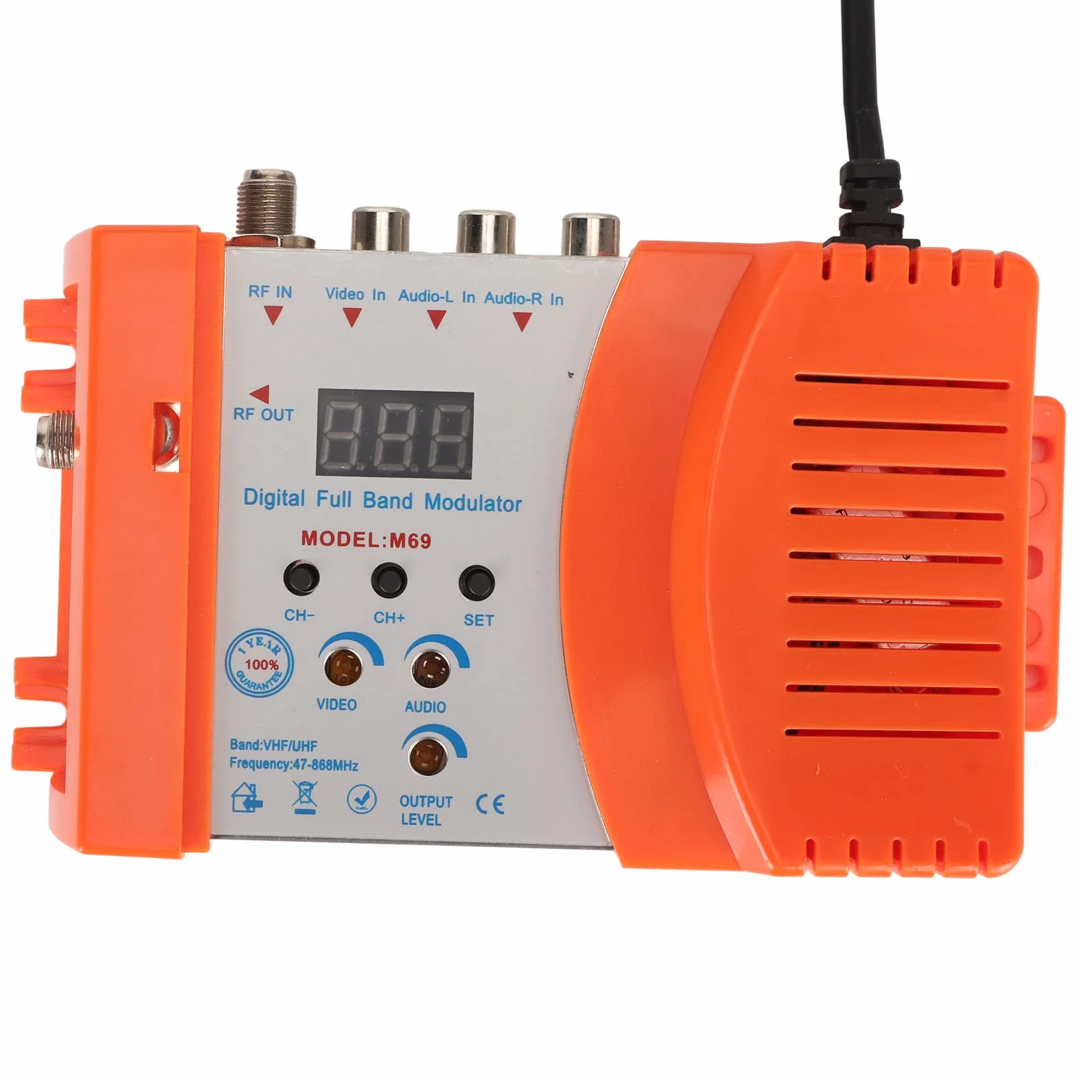 Modulador de RF Digital, M69CP Audio Video HDMI AV a Convertidor de RF Compatible con Formato PAL NTSC, Modulador de Enlace de TV VHF UHF para Decodificadores (Enchufe de la UE)