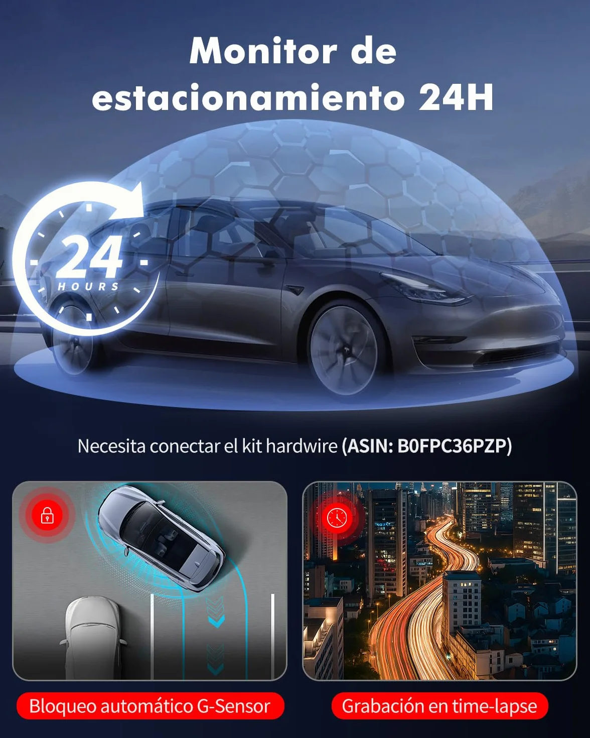 Dashcam 4K 3 Canales para Coche, Cámara Coche Interior y Trasera con GPS WiFi 6, Vigilancia 24H Parking, Visión Nocturna HDR, Dash CAM Coche con Tarjeta 64GB Gratis (V1)