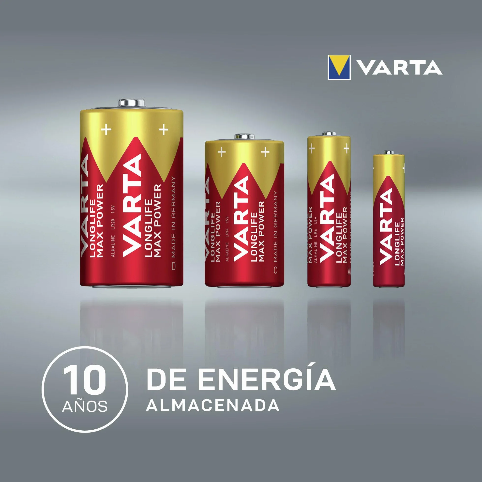 VARTA Pilas de 9V, paquete de 1, Longlife Max Power, Alcalina, para detectores de incendios, detectores de humo, micrófonos