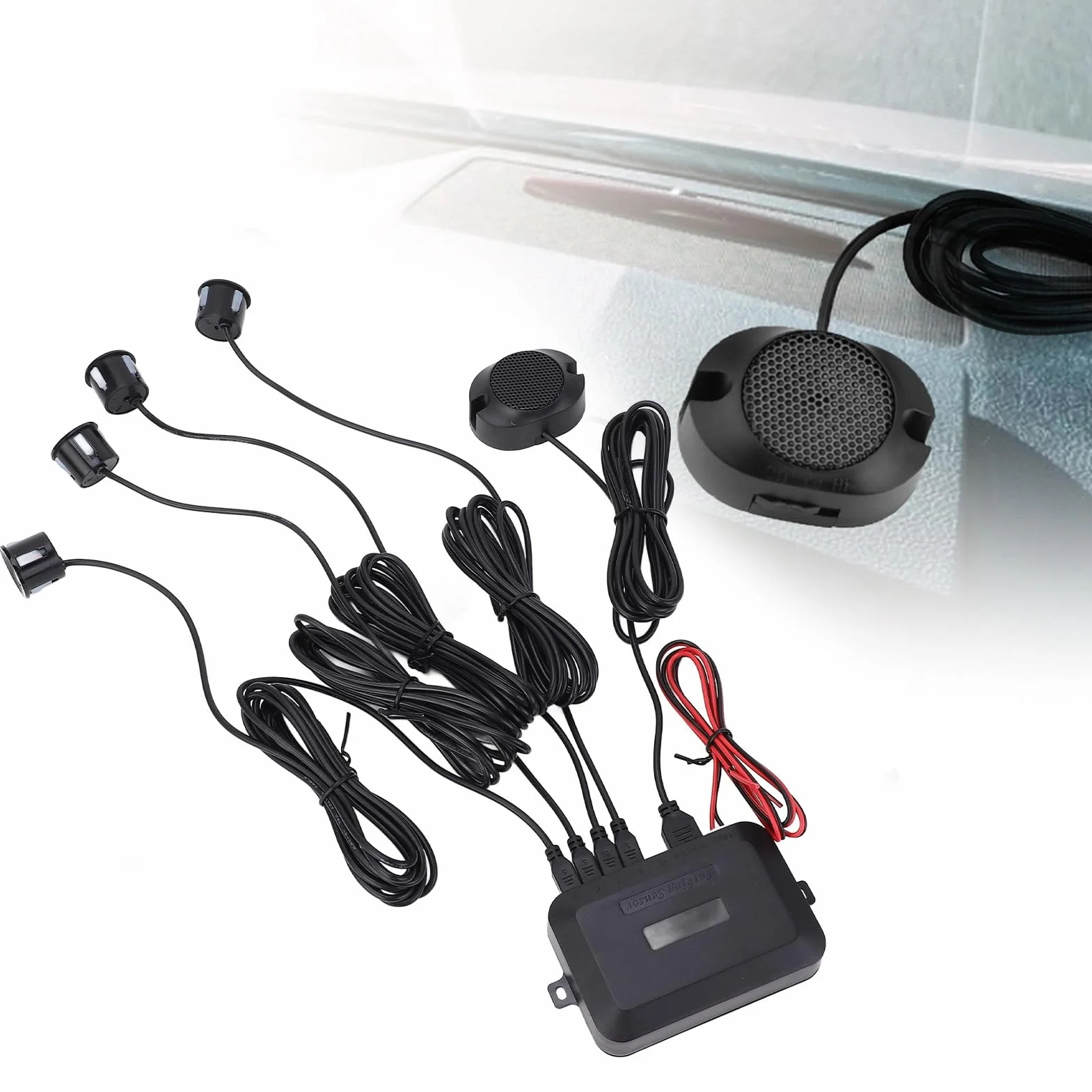 VOBOR Kit de Sensor de Aparcamiento Coche, Sensores Aparcamiento Coche de 12 V, Kit de Alarma de Audio de Marcha Atrás