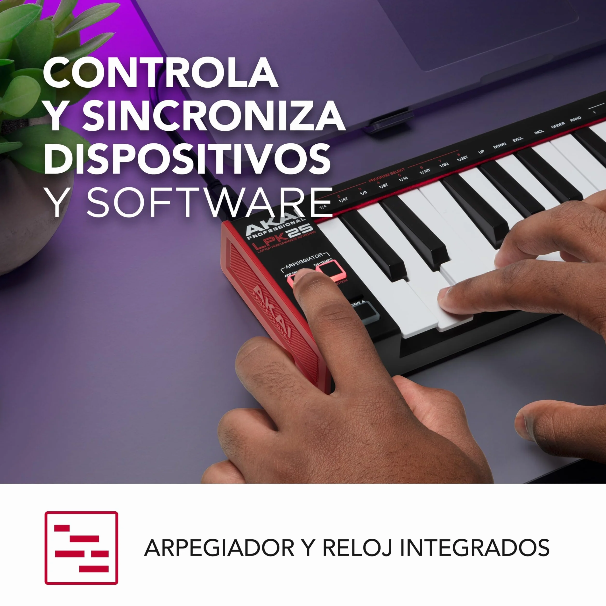Akai Professional LPK25 MKII - Teclado Controlador MIDI USB con 25 Teclas de Sinte Sensibles para Mac y PC, Arpegiador y Software de Producción Musical