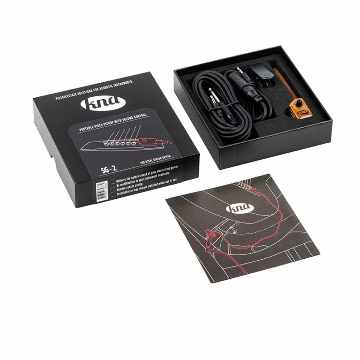 KNA Pickups Pastilla de guitarra de acero piezoeléctrico portátil con control de volumen (SG-2)
