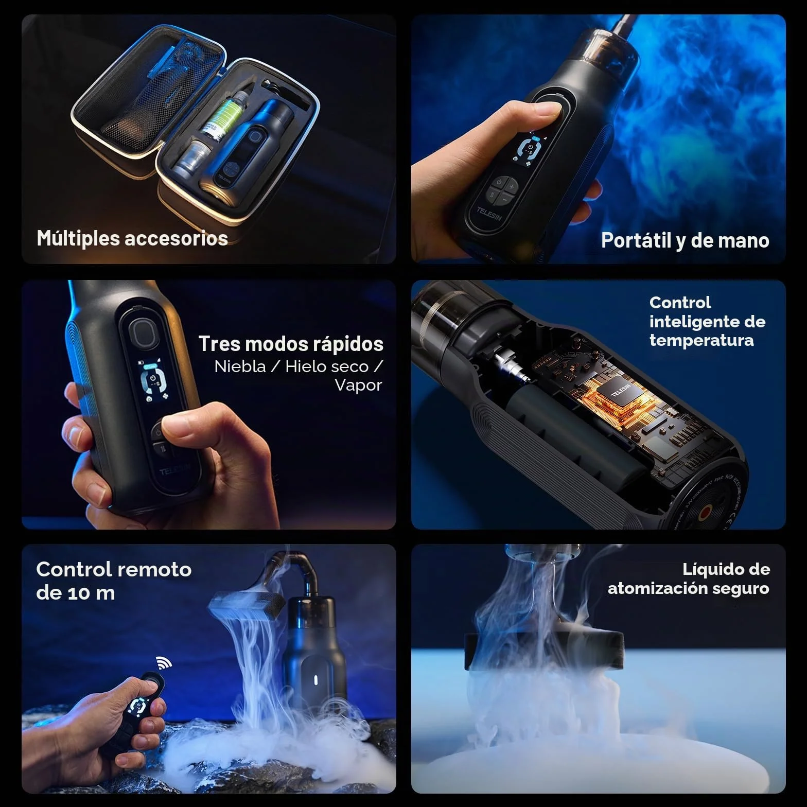 TELESIN° C40 Máquina de Humo Portátil, Máquina de Humo Pequeña de 40W, Mini Máquina de Humo con Control Remoto para Fotografía, Eventos al Aire Libre, Fiestas, Efectos de Escenario, Halloween, Bodas