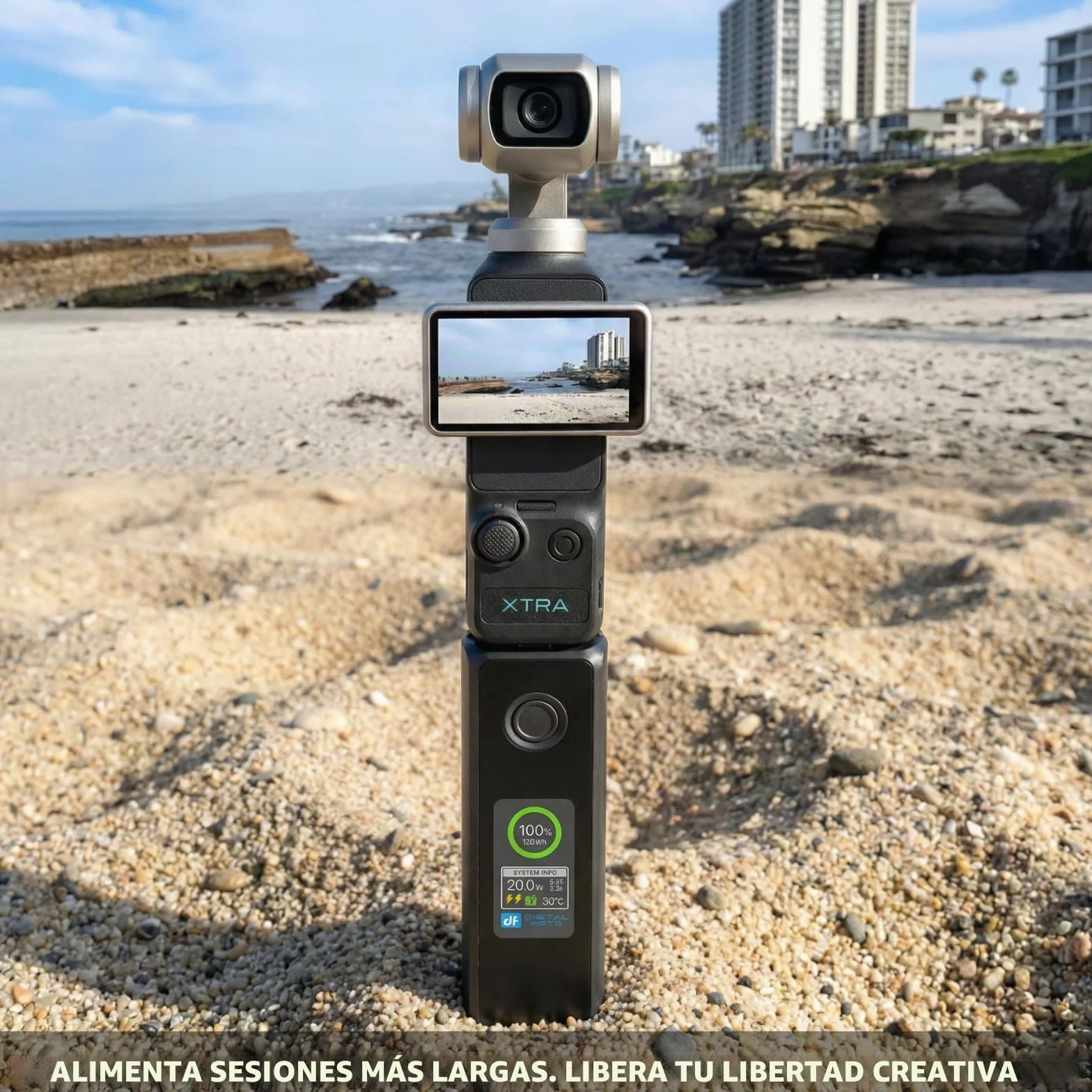 Osmo Pocket 4/3 - Mango de Batería de CargaRápida de 20W, Accesorios Compatibles con dji Pocket 4/3 con Pantalla LCD a Todo Color,Velocidad de Carga y Temperatura de la Batería Visible, 5000mAh,Negro