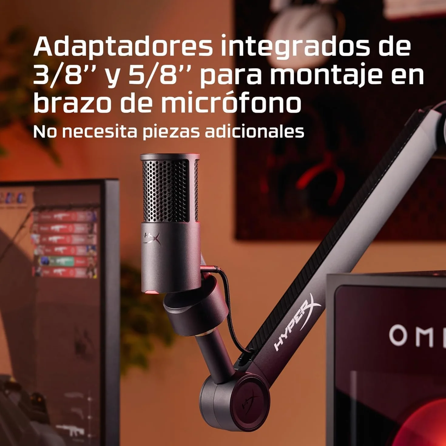 HyperX Solocast 2 - Micrófono Condensador USB patrón cardioide, Juegos, Streaming, podcasts, PC, Twitch, Youtube, Discord, Negro