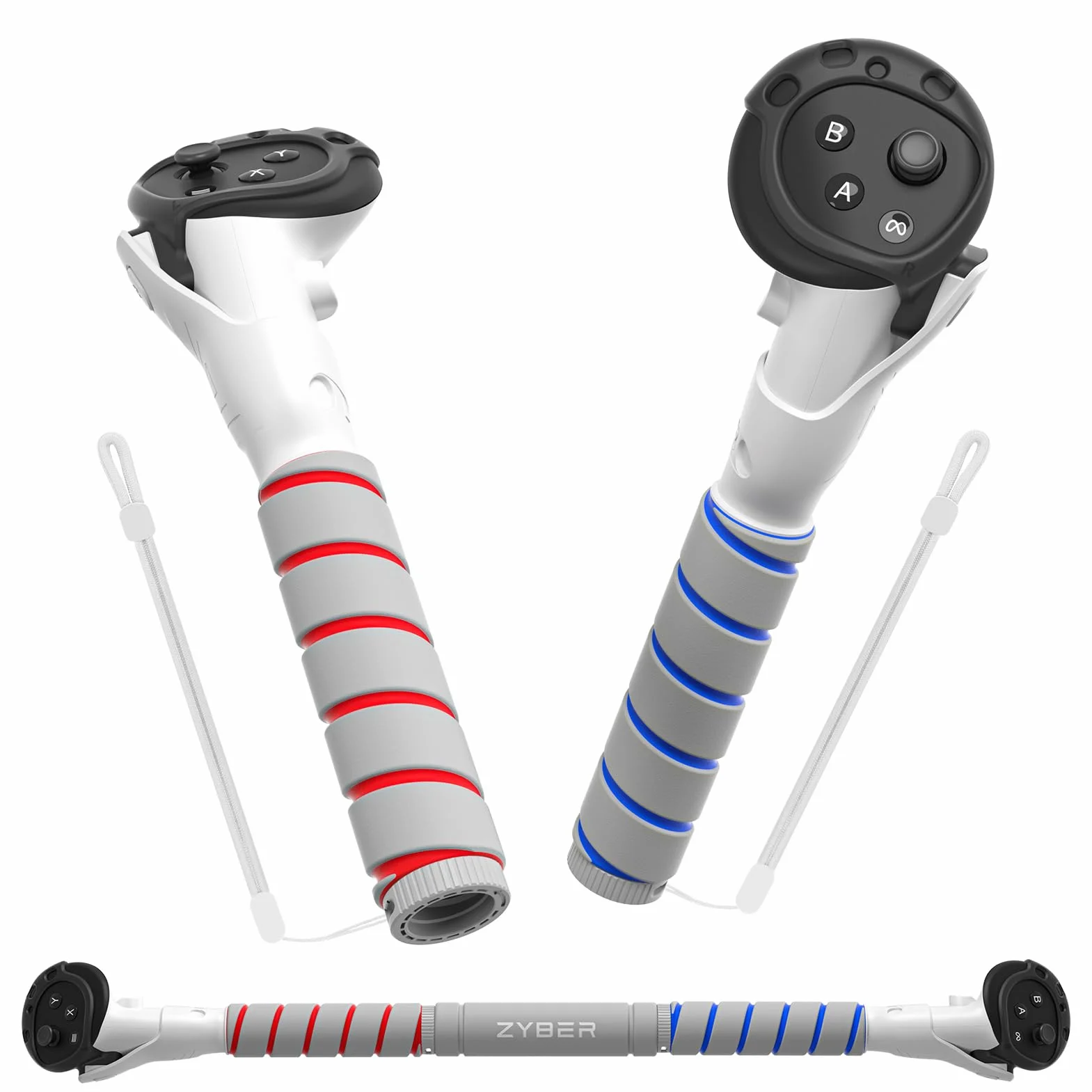 Zybervr Extensiones de controlador Gorilla Tag brazos largos para Quest 3S/3, accesorios de juego de realidad virtual, palos de mango para Quest 3S para Quest 3 Beat Saber Golf Club Baseball