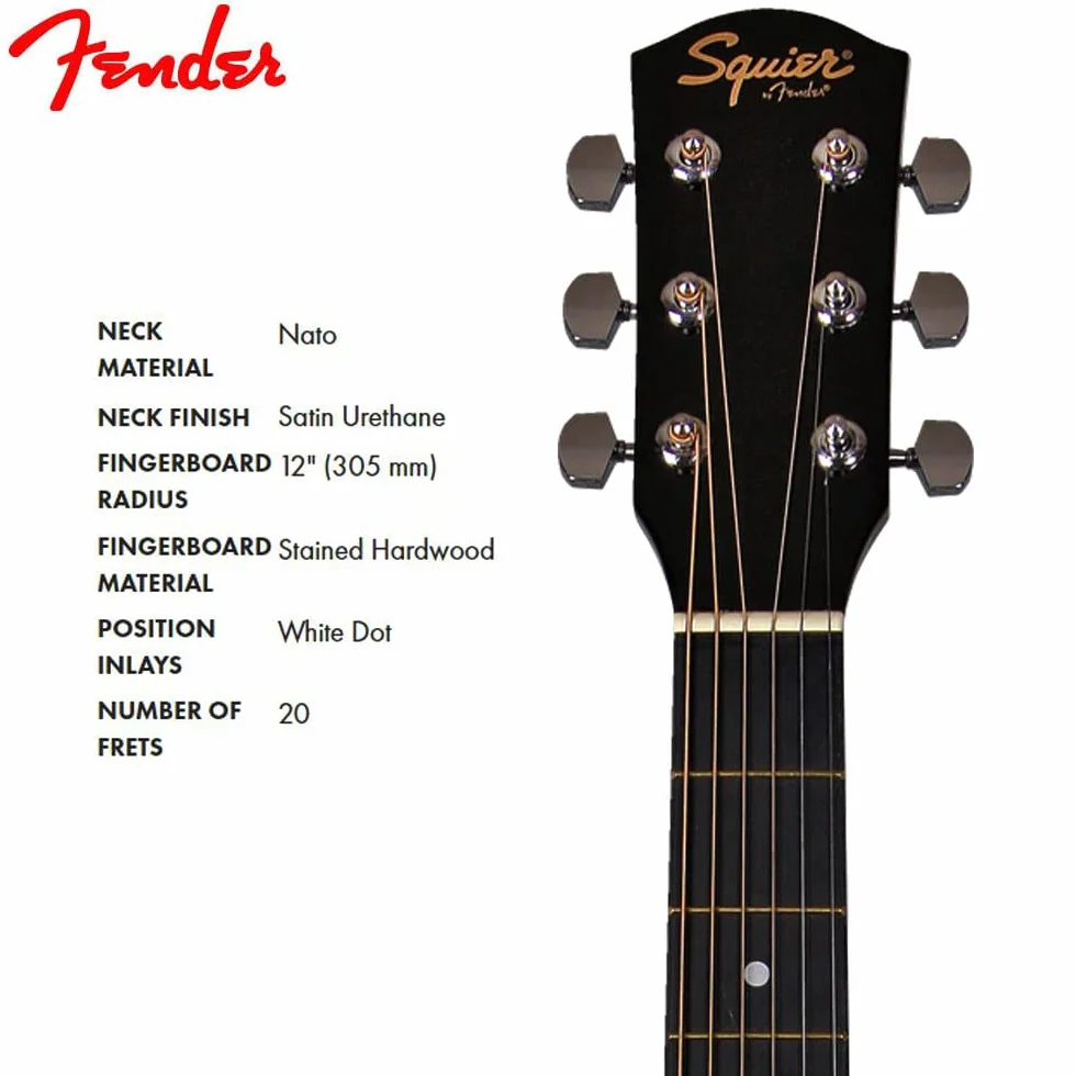 Fender SA-105CE, Dreadnought Cutaway, Guitarra Acústica Electrificada, Natural, Incluye cursos virtuales gratuitos en Fender Play