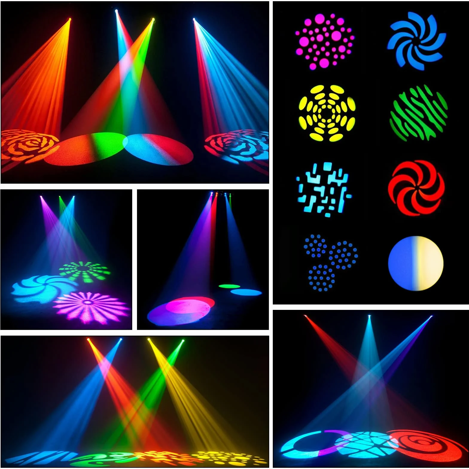 HOLDLAMP Cabeza Móvil LED Spot Beam Discoteca 30W dmx512 RGB Luz del Partido la Iluminación del Escenario con 8 Patrones de Efecto de Luz para Bar Fiesta Navideña Halloween - 1 PC