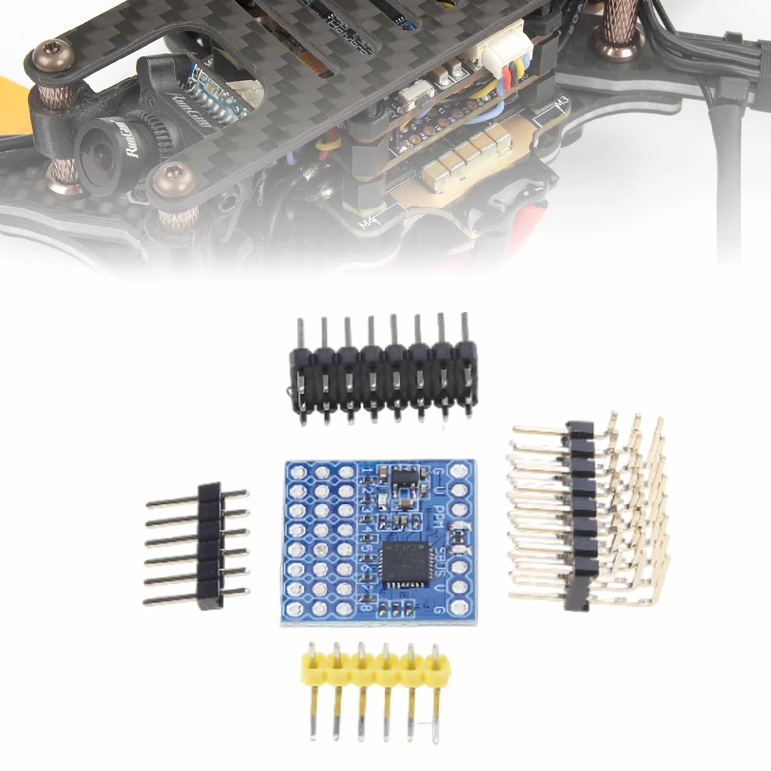 SBUS PPM PWM - Módulo de conversión mini adaptador receptor para descodificación serie SBUS/PPM para convertidores de drones