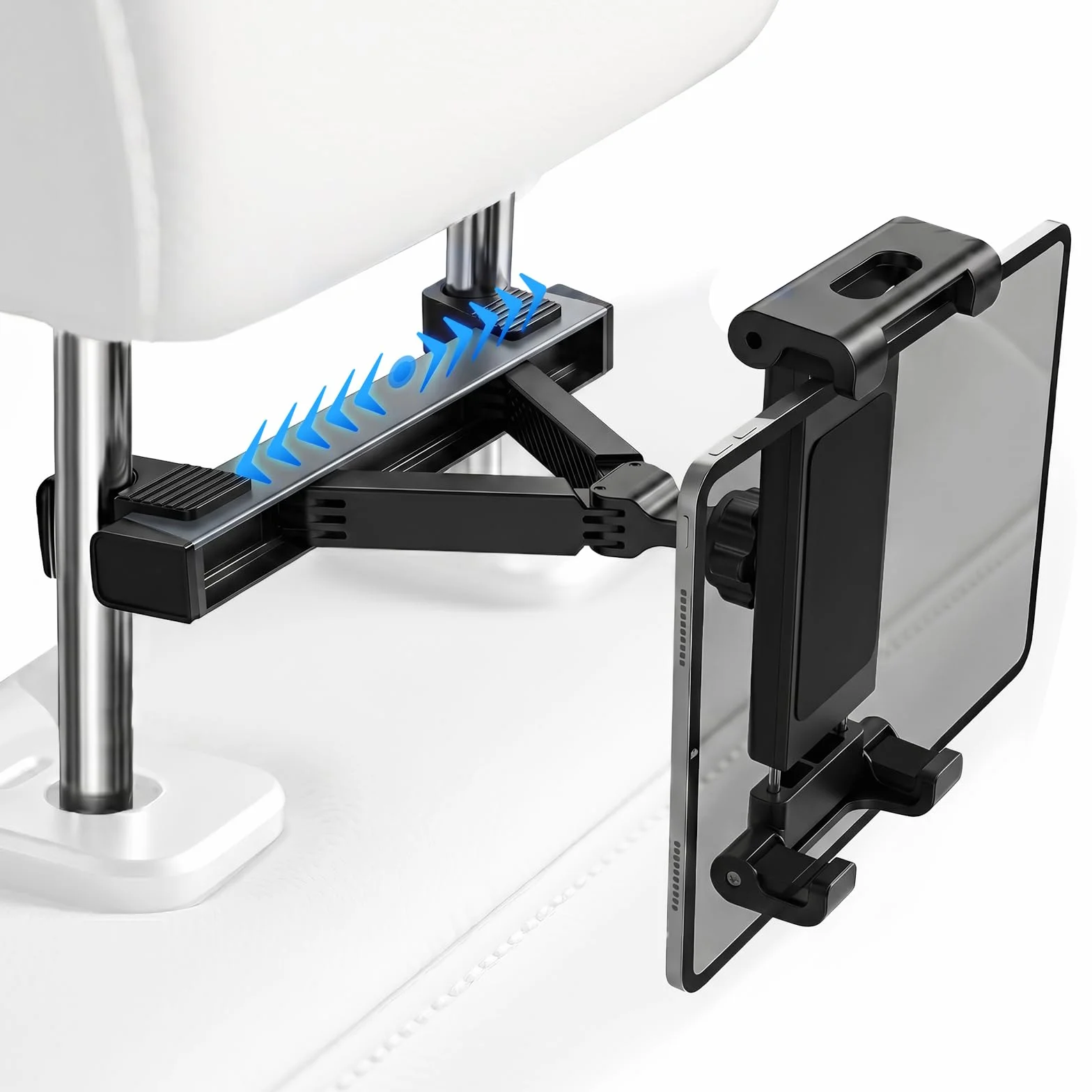 Soporte para tablet de coche, soporte para reposacabezas de coche, soporte estable para smartphone, tablet de 4,4 a 14 pulgadas, giratorio 360°, seguro, sin obstrucciones visuales, para el
