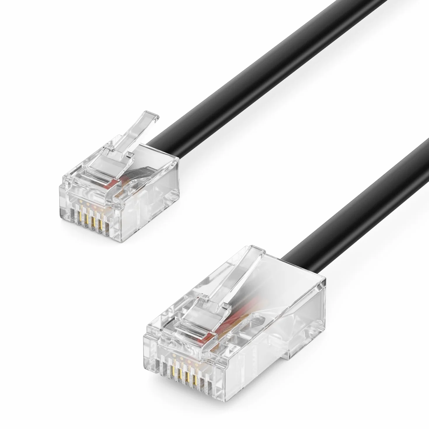 deleyCON 0,5m Cable Teléfono RJ11 a RJ45 Modular Plano Negro