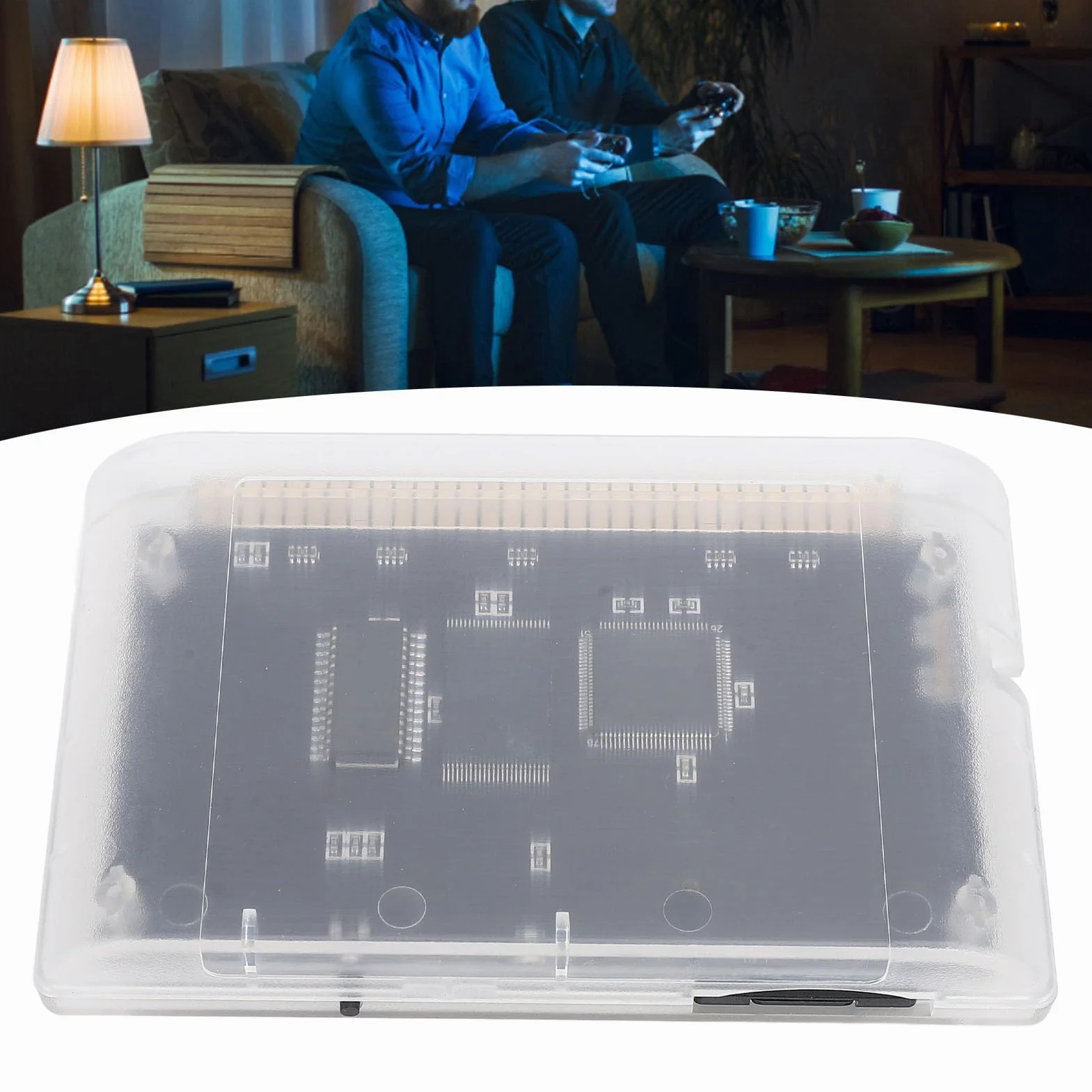 Videocasete para Juegos Mega Drive Genesis Master System 32X, Tarjeta de Juego 3000 en 1 con Tarjeta de Memoria, Soporte Versátil, de Región Flexible (Blanco transparente)