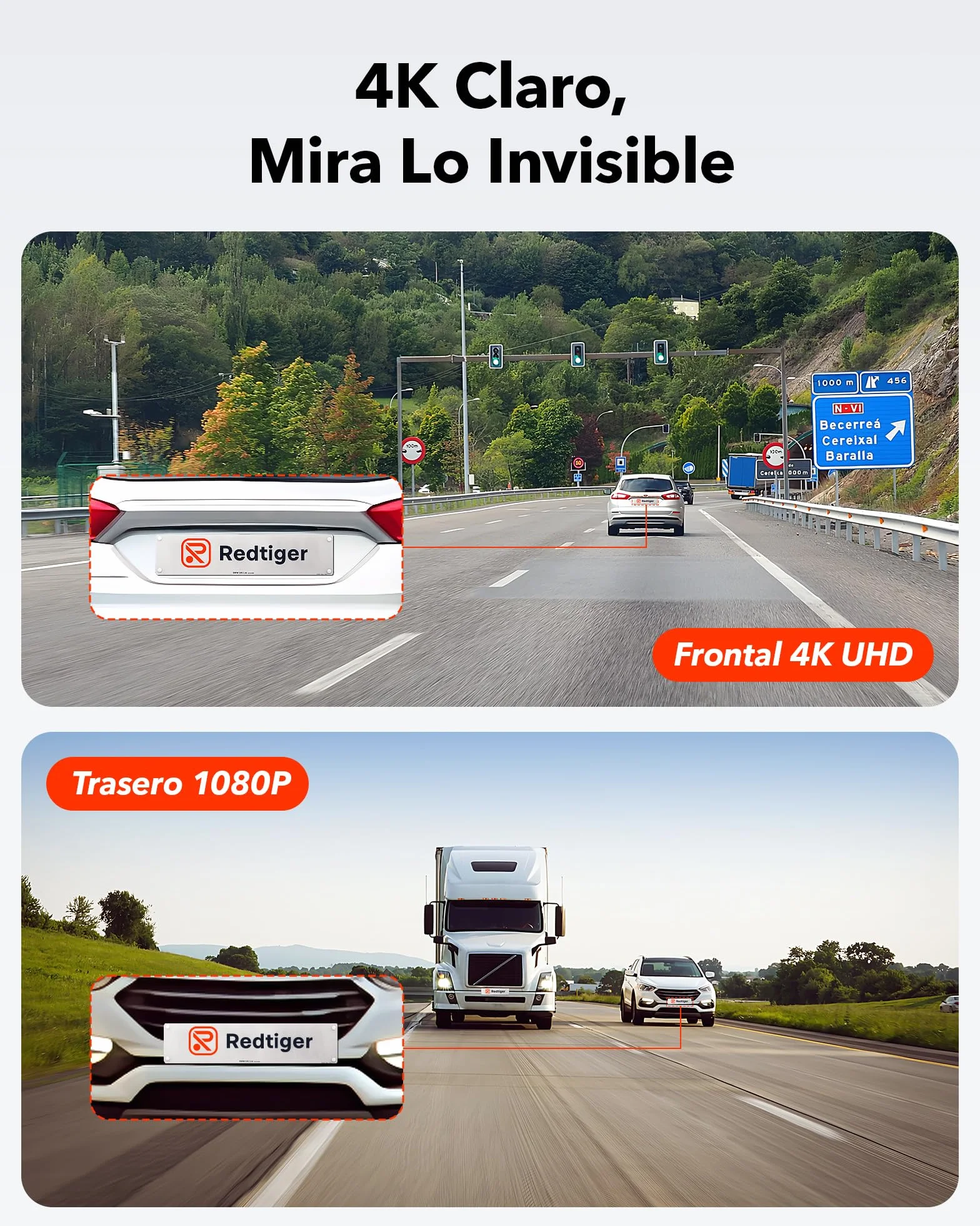 REDTIGER Dashcam 4K/2.5K Delantera y Trasera con STARVIS 2,Pantalla IPS de 3,18 Pulgadas, Tarjeta de 128 GB, WiFi de 5,8 GHz, GPS, WDR Gran Angular de 170°, Admite hasta 256 GB (F7NP)