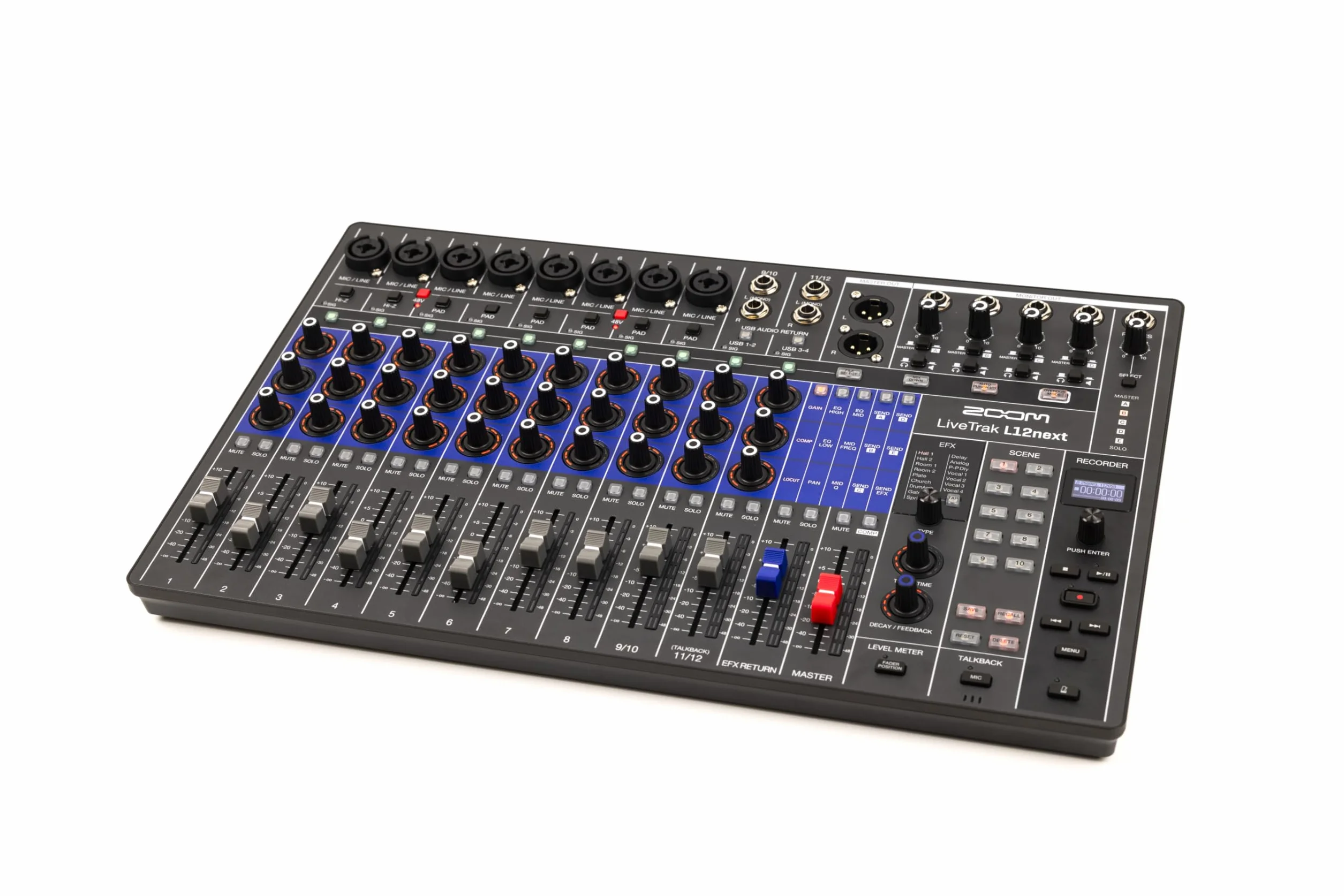Zoom - L12next, consola digital de 12 pistas, 8 entradas combo, 2 entradas estéreo, grabación de 14 pistas, interfaz de audio USB-C, 5 salidas de monitor, ranura para tarjeta SD de hasta 1 TB