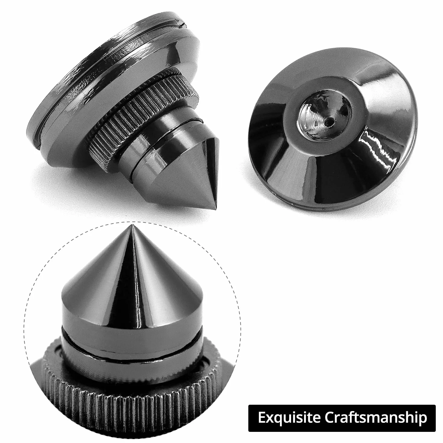 QWORK 8 Piezas Puntas para Altavoces, Soportes de Latón Chapado en Oro, a Prueba de Golpes para HiFi