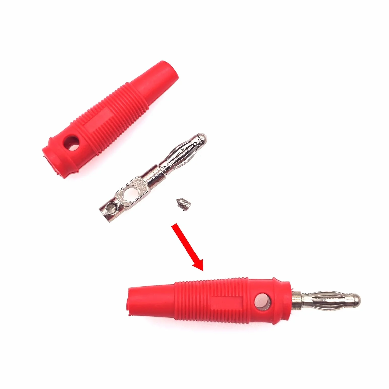 Juego de conectores banana niquelados 4 mm tipo tornillo para prueba eléctrica
