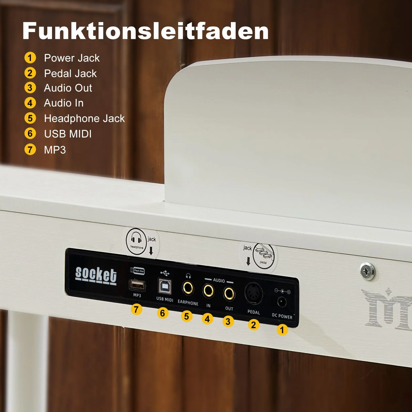 MUSTAR Piano digital de 88 teclas para principiantes, tamaño completo con 3 pedales, piano electrónico portátil, piano digital doméstico con USB MIDI y soporte, color blanco