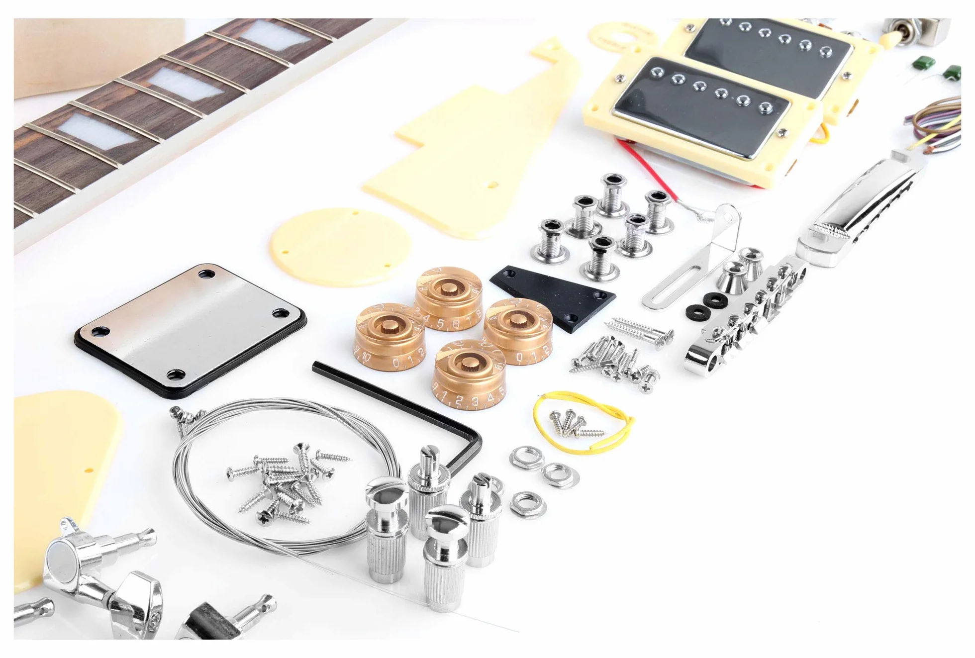 Rocktile Kit Guitarra Eléctrica Single Cut - DIY cuerpo caoba con tapa álamo, 2x humbuckers, diapasón palisandro, mástil atornillado
