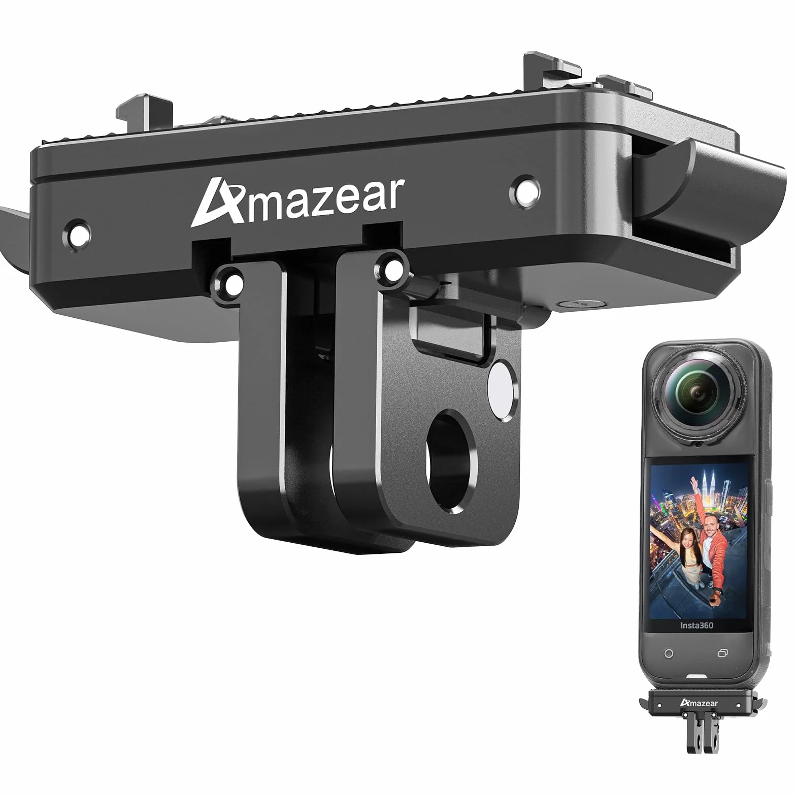 AMAZEAR Soporte magnético de liberación rápida para Accesorios de Aire Insta360 X5 X4 Air, Adaptador QR de aleación de Aluminio Insta 360 X5 / Ace Pro 2 con Go-Pro y Montaje roscado de 1/10.2 cm-20