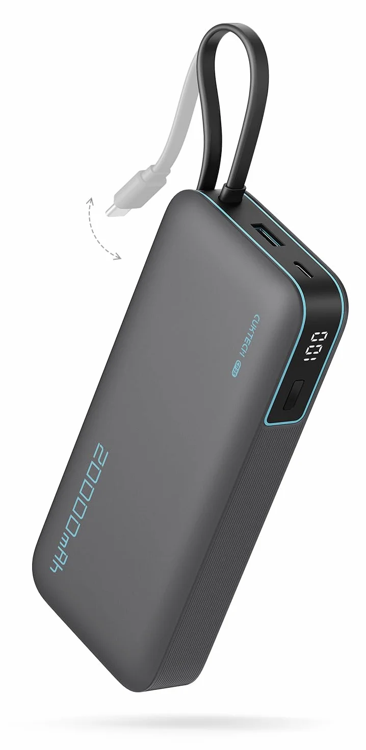 CUKTECH CP25 Power Bank 20.000mAh, Batería Portátil con Cable USB-C Integrado, PD 45W