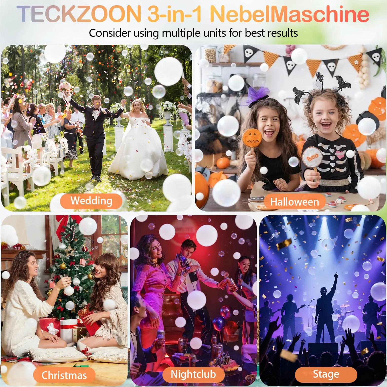 Máquina de humo y pompas 3 en 1 con mando a distancia, Fog Bubble Machine para humo pompas y burbujas de humo, máquina de efectos especiales para Halloween bodas fiestas y eventos