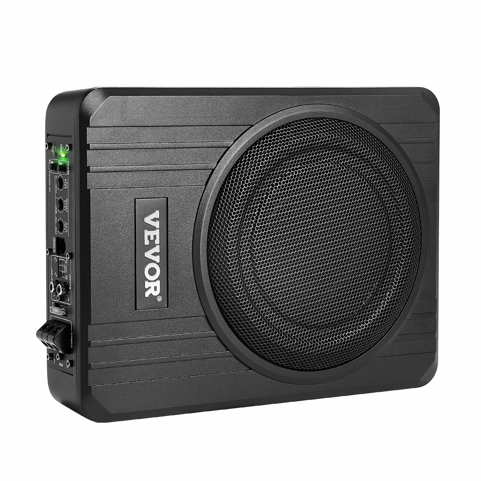 VEVOR Subwoofer para Debajo del Asiento para Automóvil 203 mm 400 W Altavoz Compacto para Coche Amplificador Incorporado Entrada Bajo Controlador de Volumen Control Remoto con Cable
