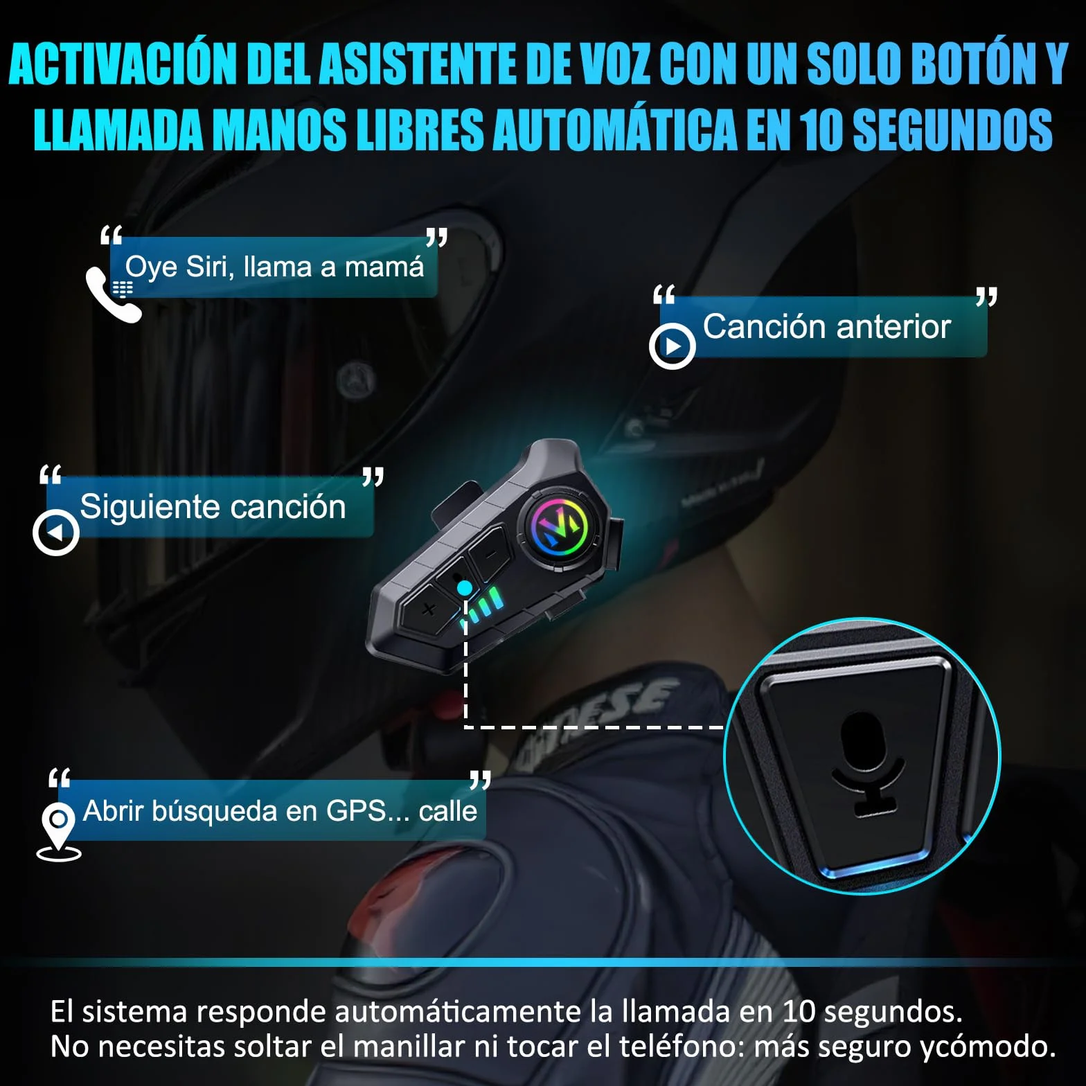 Auriculares Moto Casco FEYA Y60 Manos Libres HiFi Estéreo IPX6 Cancelación de Ruido