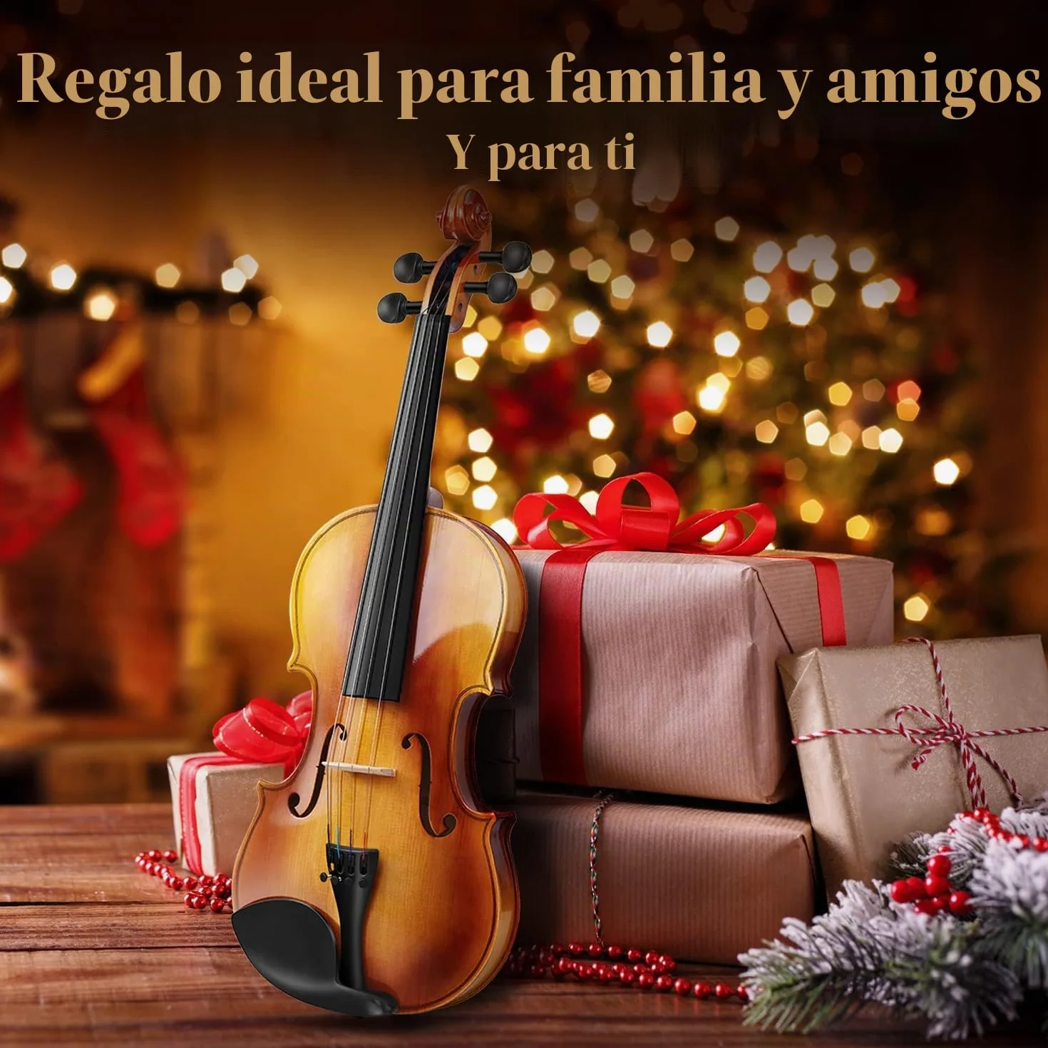 Juego de violín Eastar 4/4 de madera maciza con estuche rígido, hombrera, dos arcos y cuerdas adicionales (EVA-330)