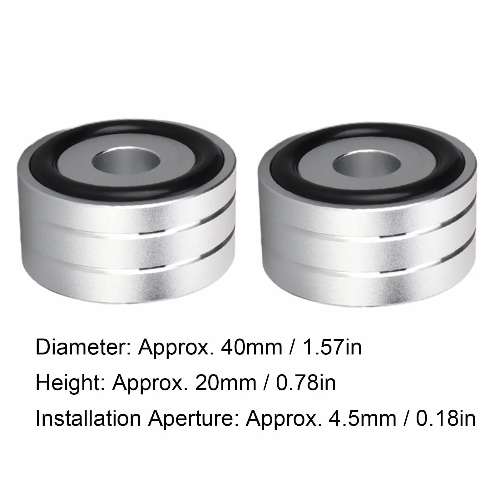 Pie de Soporte de Punta de Aislamiento de Altavoz, 4 Piezas 40x20 Mm Almohadilla de Pie de Aislamiento de Altavoz de Aluminio, Pie de Aislamiento de Tocadiscos HiFi de Goma Antideslizante, para(Plata)