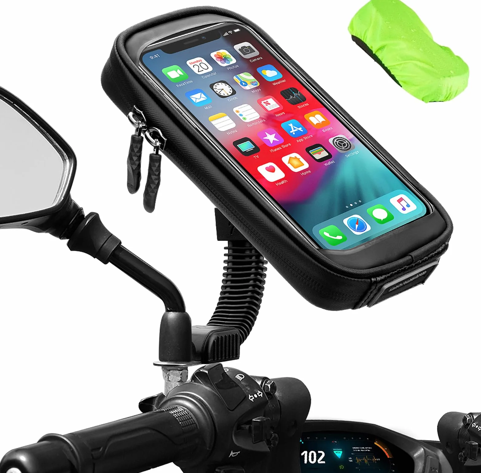 Soporte Móvil Moto Impermeable 360° Rotación para Teléfono hasta 6.7" Negro