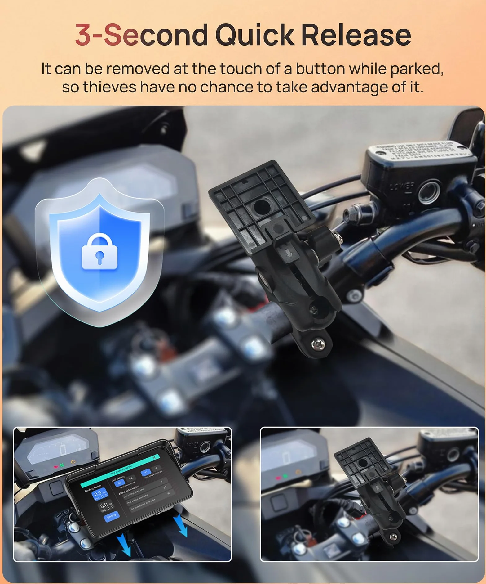 Rimoody 5 Pulgadas Carplay Pantalla para Moto con Control en el Manillar Soporte Desmontable, Pantalla CarPlay & Android Auto Inalámbrica para Motos, Radio Car Play Wireless Bluetooth Impermeable IP68