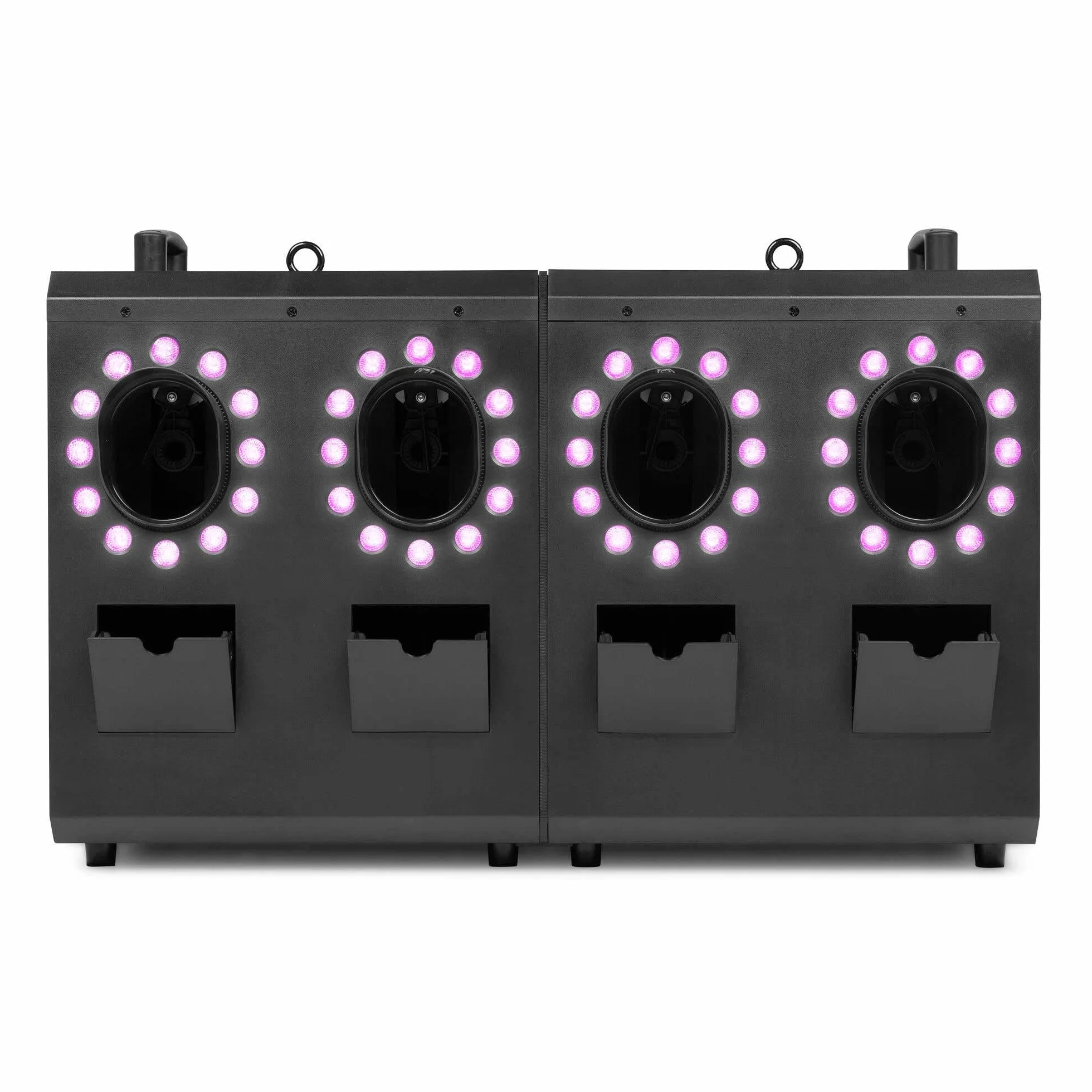 Beamz Cyclone400 - Máquina de Humo y Burbujas con 48 LED RGBW 500m³/min Control DMX Mando inalámbrico Efectos Especiales Fiestas Eventos Discoteca Halloween Decoracion Smoke Machine, Color Negro