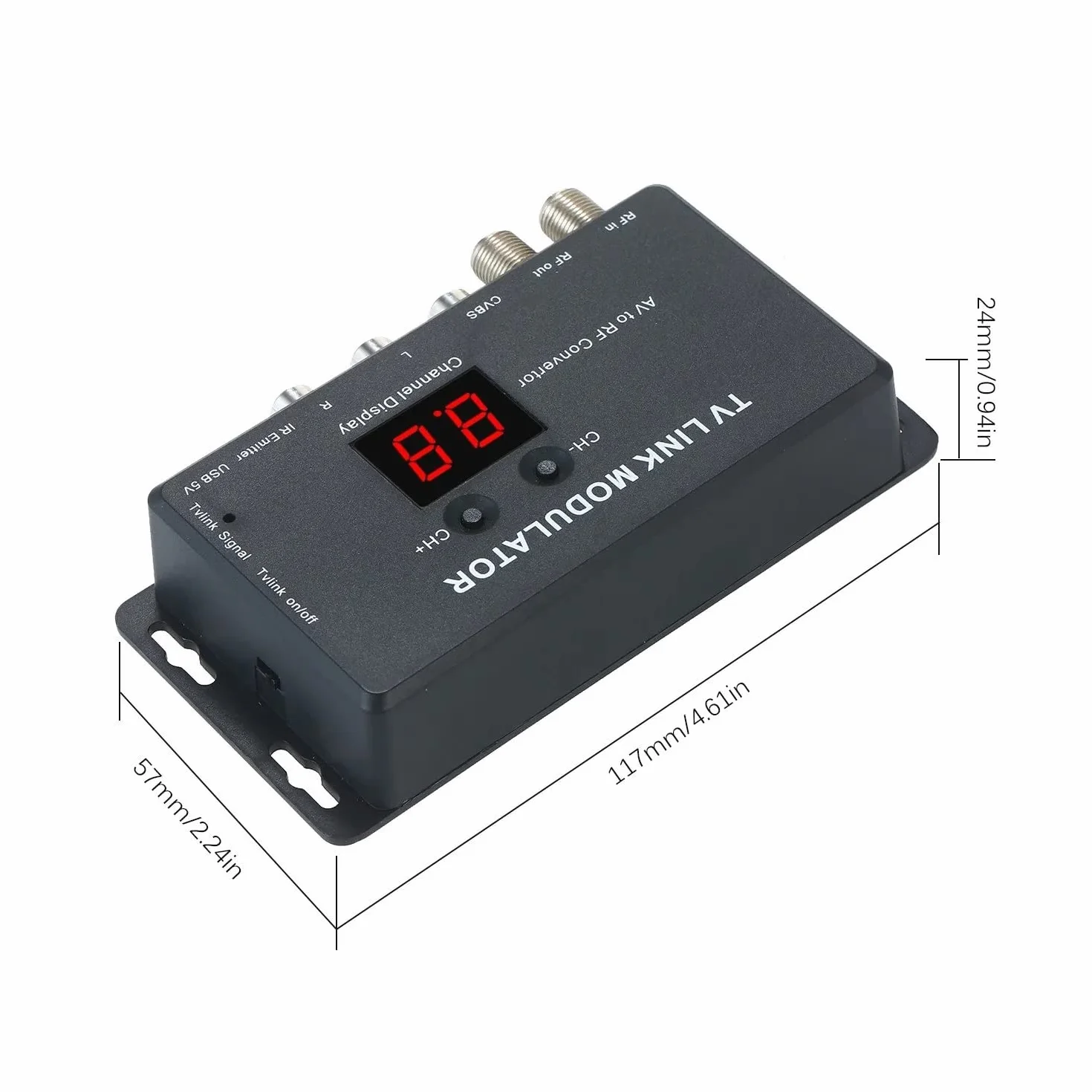 UHF Modulador, TM70 UHF TV Link Modulador AV a RF Convertidor IR Extender, Modulador Modulador AV a RF Convertidor IR Extender, Compatible con PAL/NTSC con Cable de Carga USB