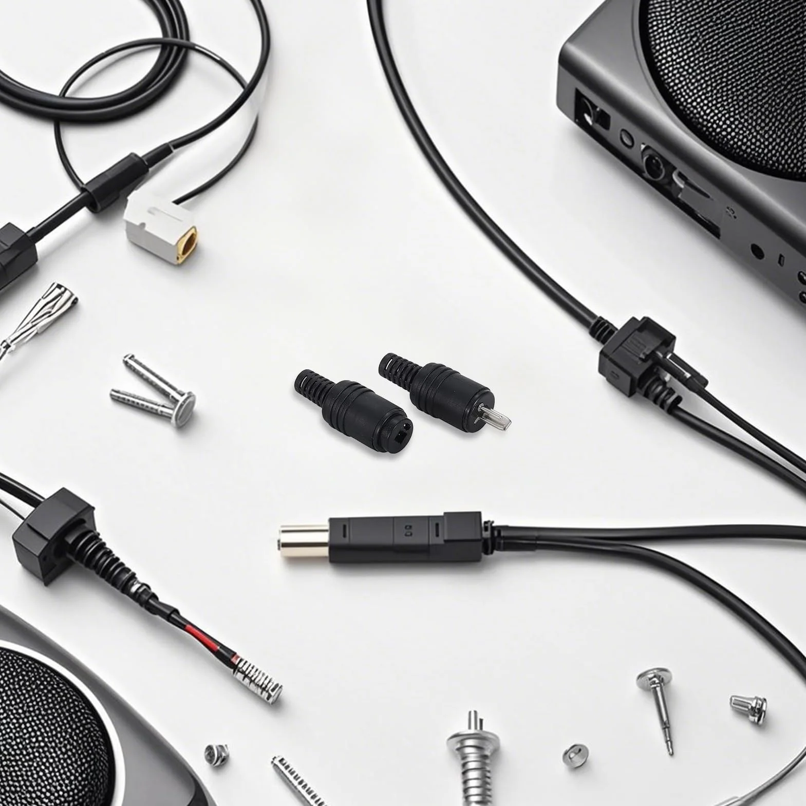 12 Piezas Enchufes/enchufes de Altavoz DIN de 2 Pines, Conector de Audio de 2 Pines DIN HiFi, Conectores de Altavoz DIN de 2 Pines con Terminales de Tornillo, Conector de Altavoz DIN Macho Hembra