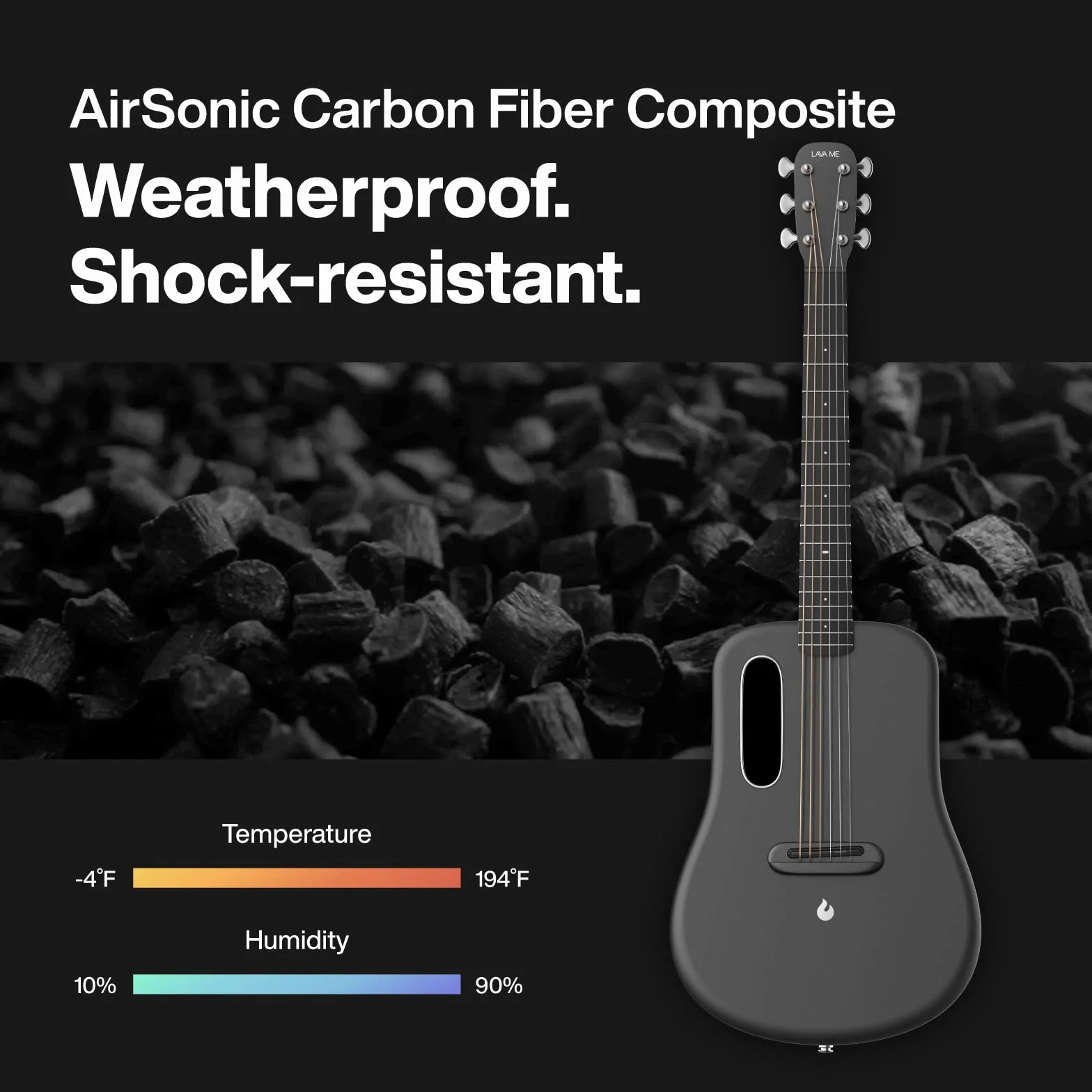 LAVA ME 3 Guitarra electroacústica con bolsa espacial, fibra de carbono inteligente, guitarra inteligente (38 pulgadas, gris espacial)