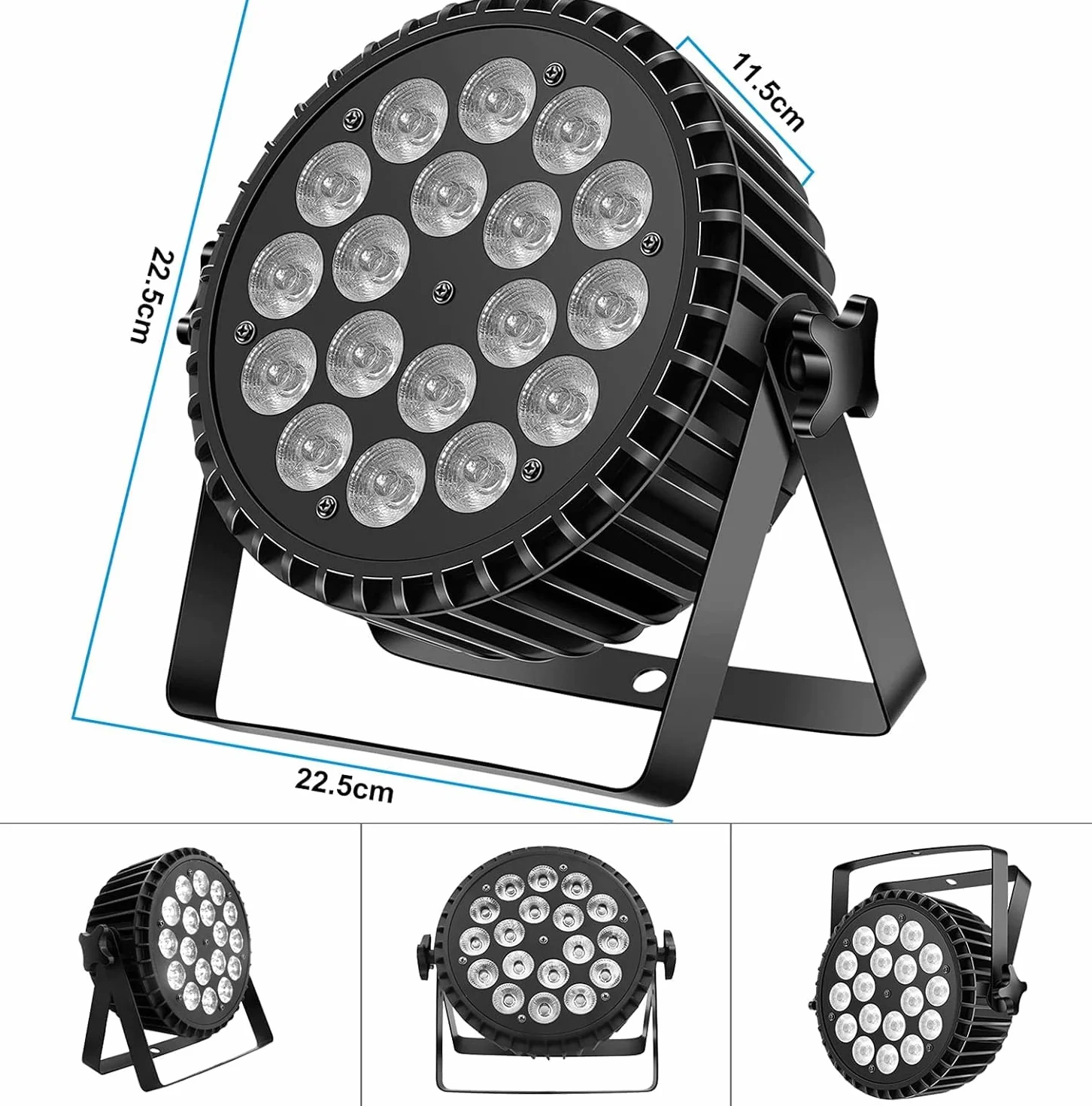 4 unidades de 18 LED par Stage Light Shell de aluminio con Flightcase, 200 W RGBW Disco Party Light con Auto/Strobe / DMX512 modo de control, Disco Light Moving Head para Party Club Bar