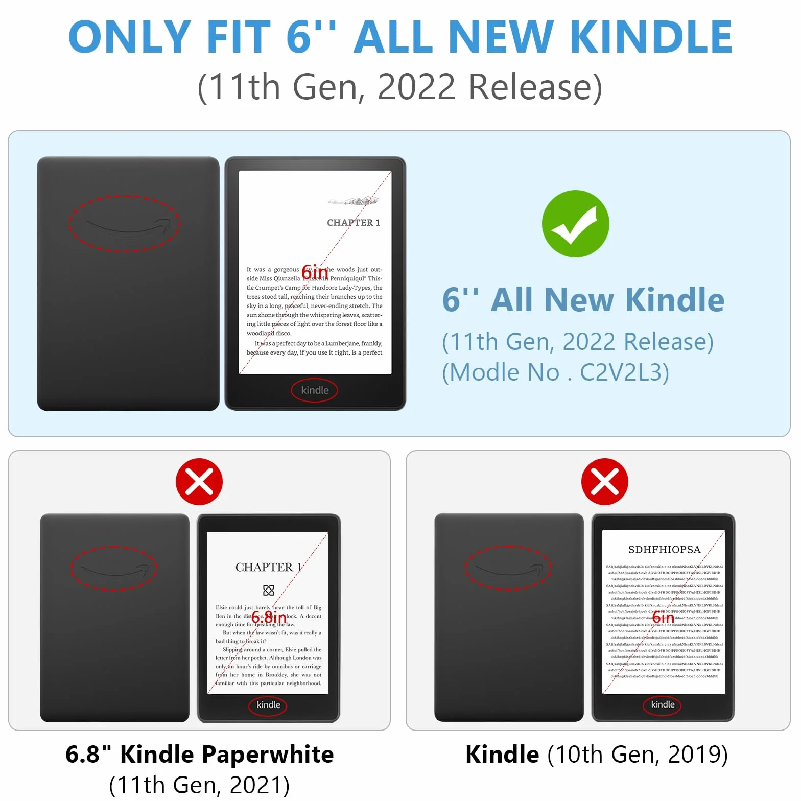 Funda para Kindle Paperwhite 6" 2024 2022 11ª Generación 2021 2022 Light Blue
