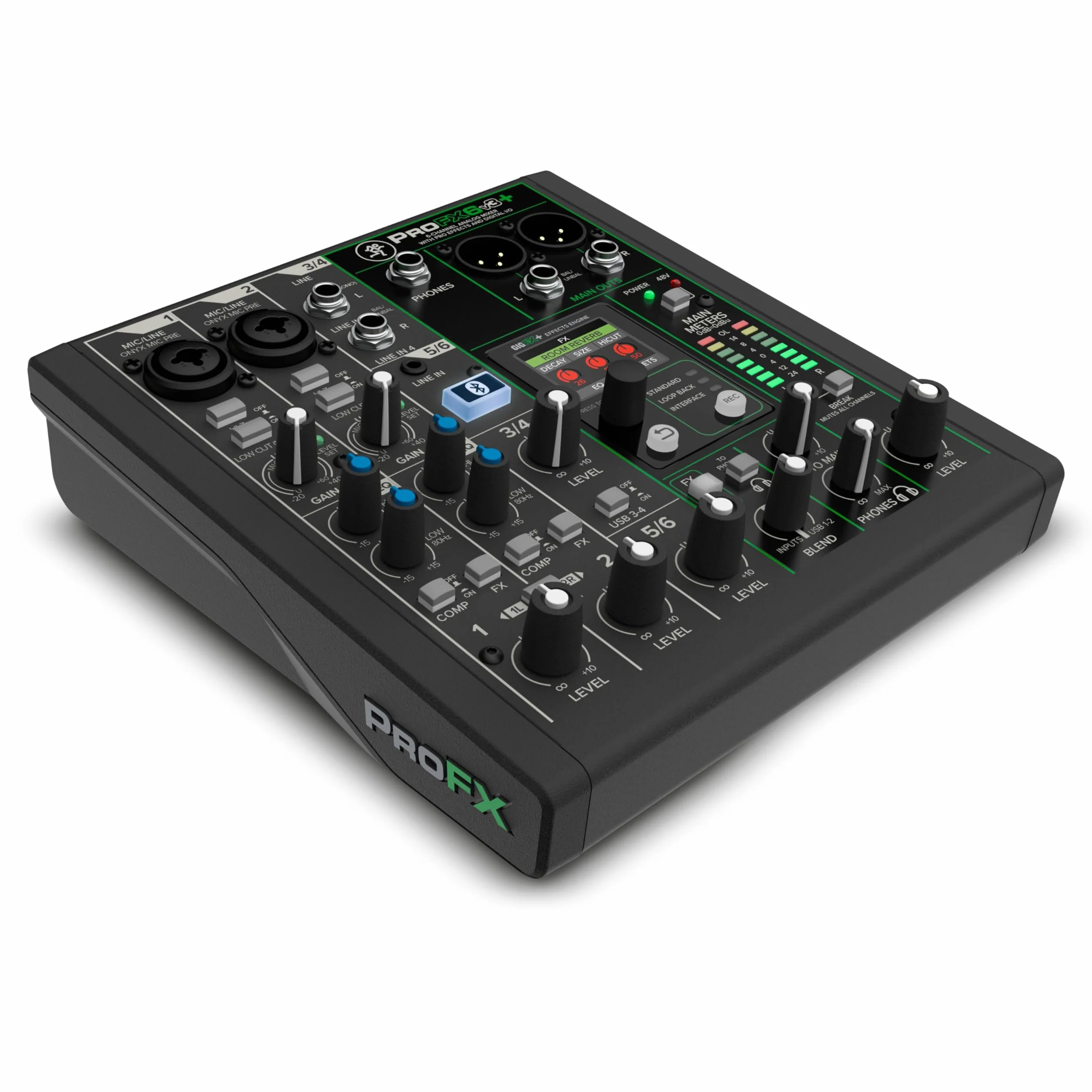 MACKIE ProFX6v3+ mezclador analógico de 6 canales, modos de grabación USB y Bluetooth