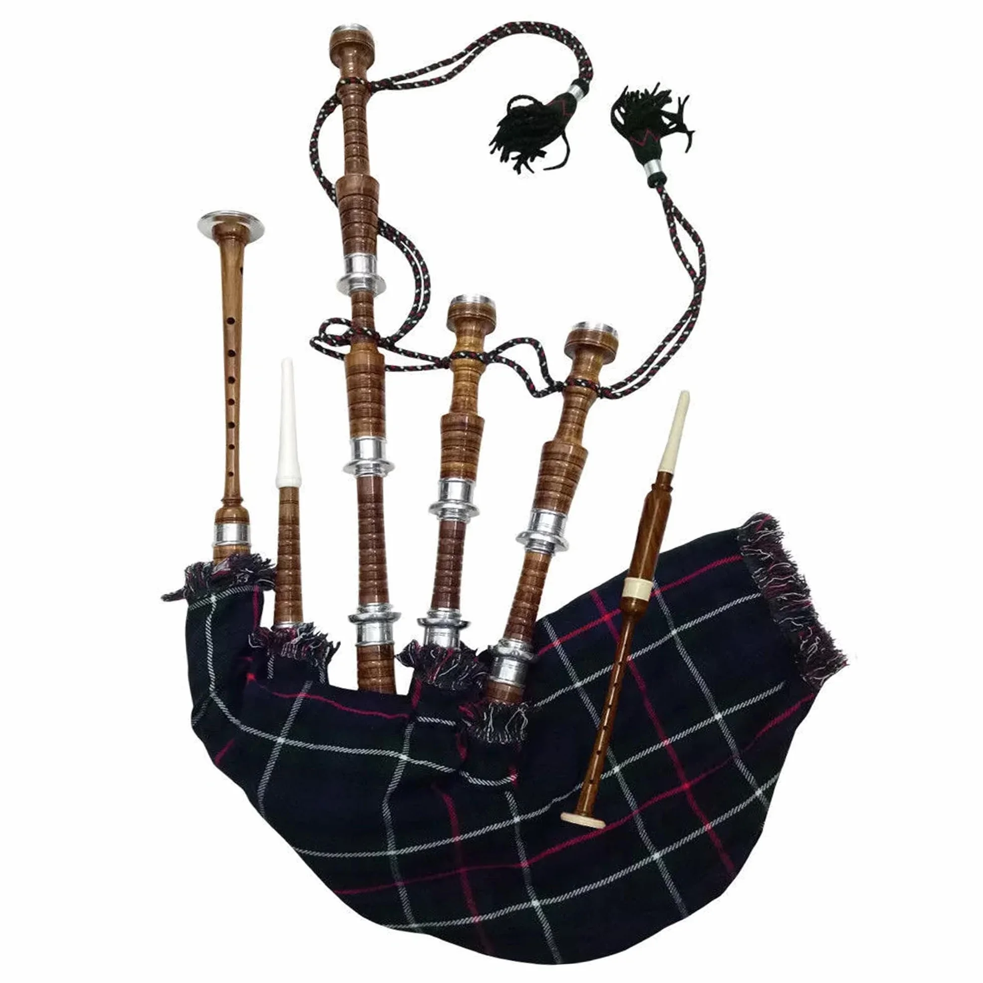 TC Playable - Gaita tradicional de las tierras altas McKenzie Tartán, calidad premium, acabado marrón natural de palisandro