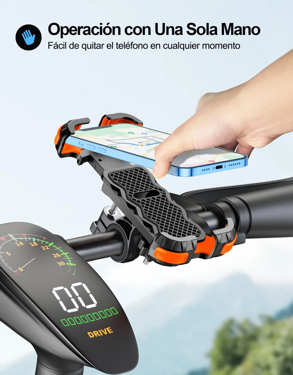 Soporte Móvil Bicicleta Universal 360° Rotación Anti Vibración para Manillar Compatible 4.7-6.8" iPhone