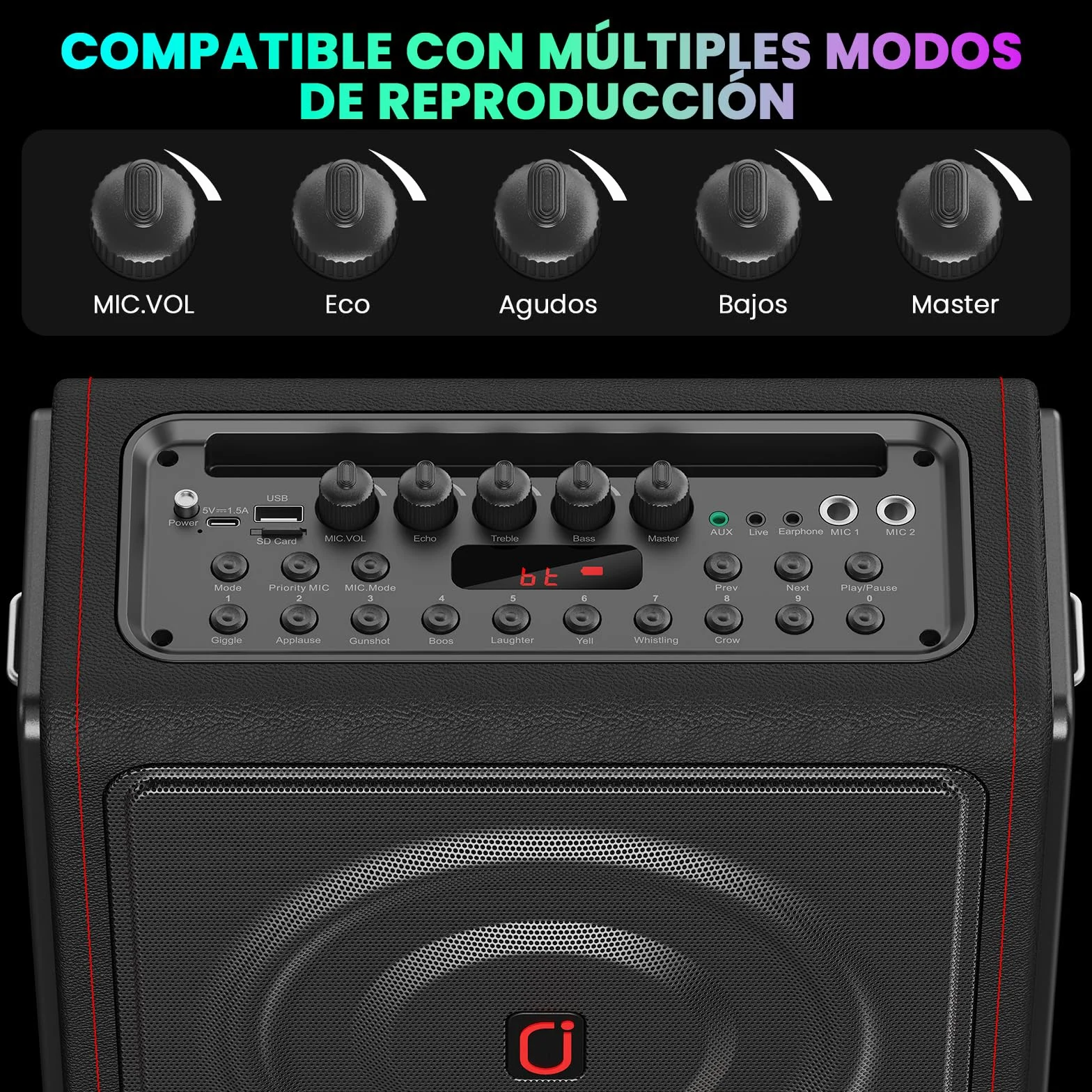 Máquina de Karaoke con micrófonos inalámbricos HWWR Karaoke con 2 Micrófonos para Adultos Niños, Karaoke Sistemas Accessoires utiles pour Micro (MS78-2Mics)