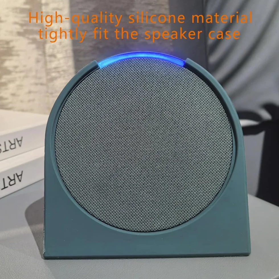 Fundas Protectora Silicona para Amazon Echo Pop 2023, Base Estable, 360° Protección, Ajuste Perfecto (Blanco)