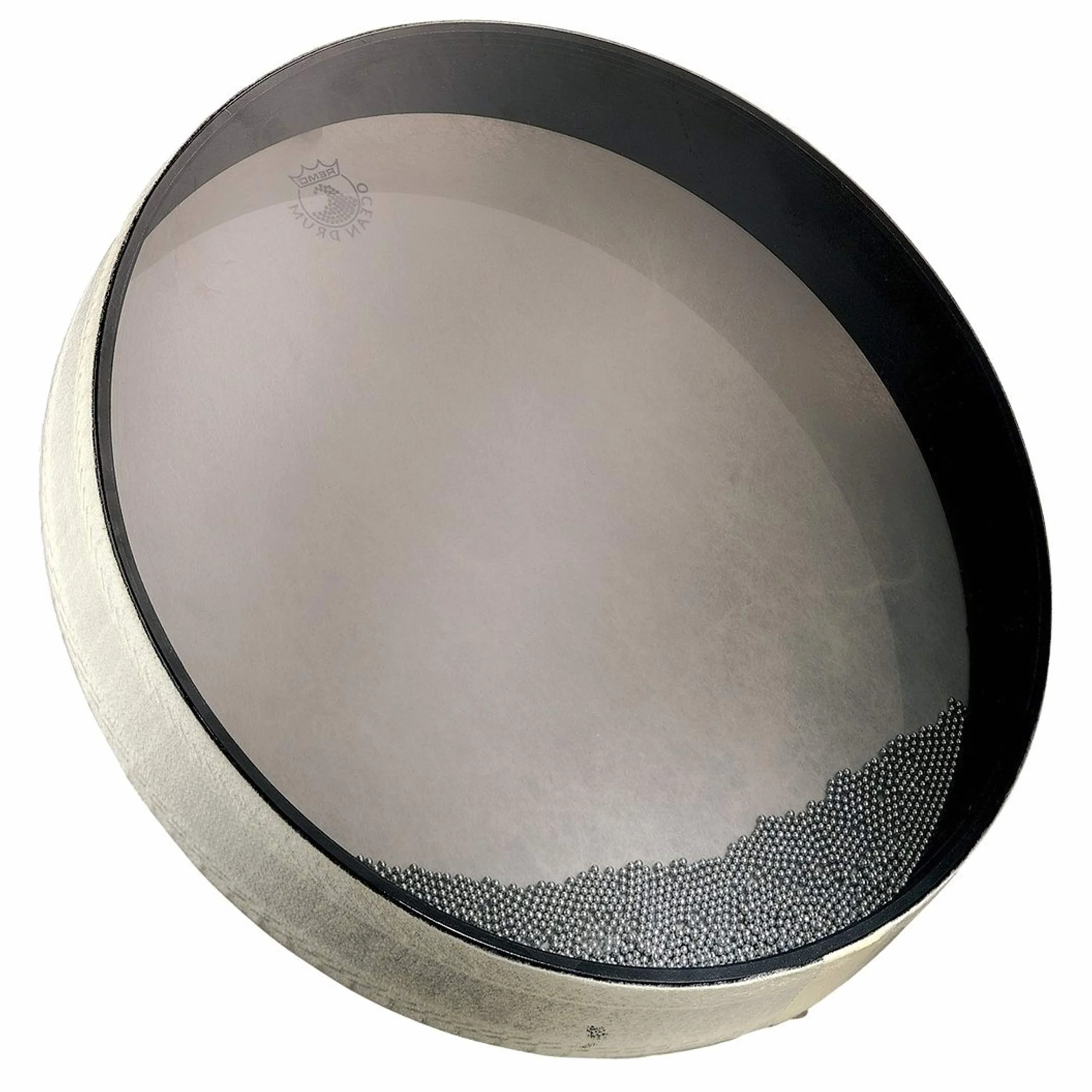 Remo World Percussion - Ocean Drum - 16" x 2,5" - Marco Acousticon, bolas de acero, acabado blanco - Efecto de sonido del mar, para terapia de sonido y niños - ET-0216-00