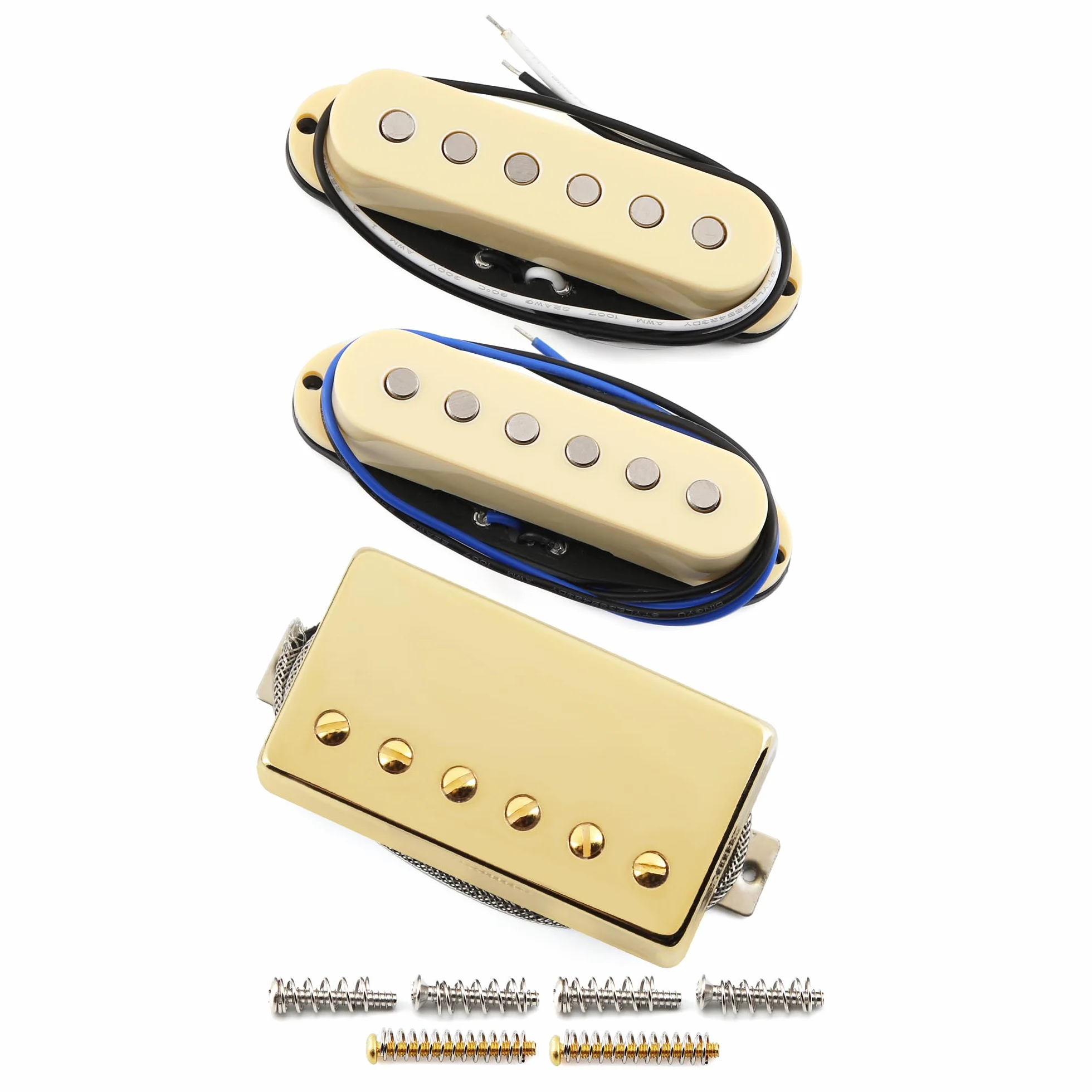 FLEOR Alnico - Juego de 5 pastillas de bobina simple y humbucker de alta ganancia, HSS N+M+B, color crema para guitarra estilo ST
