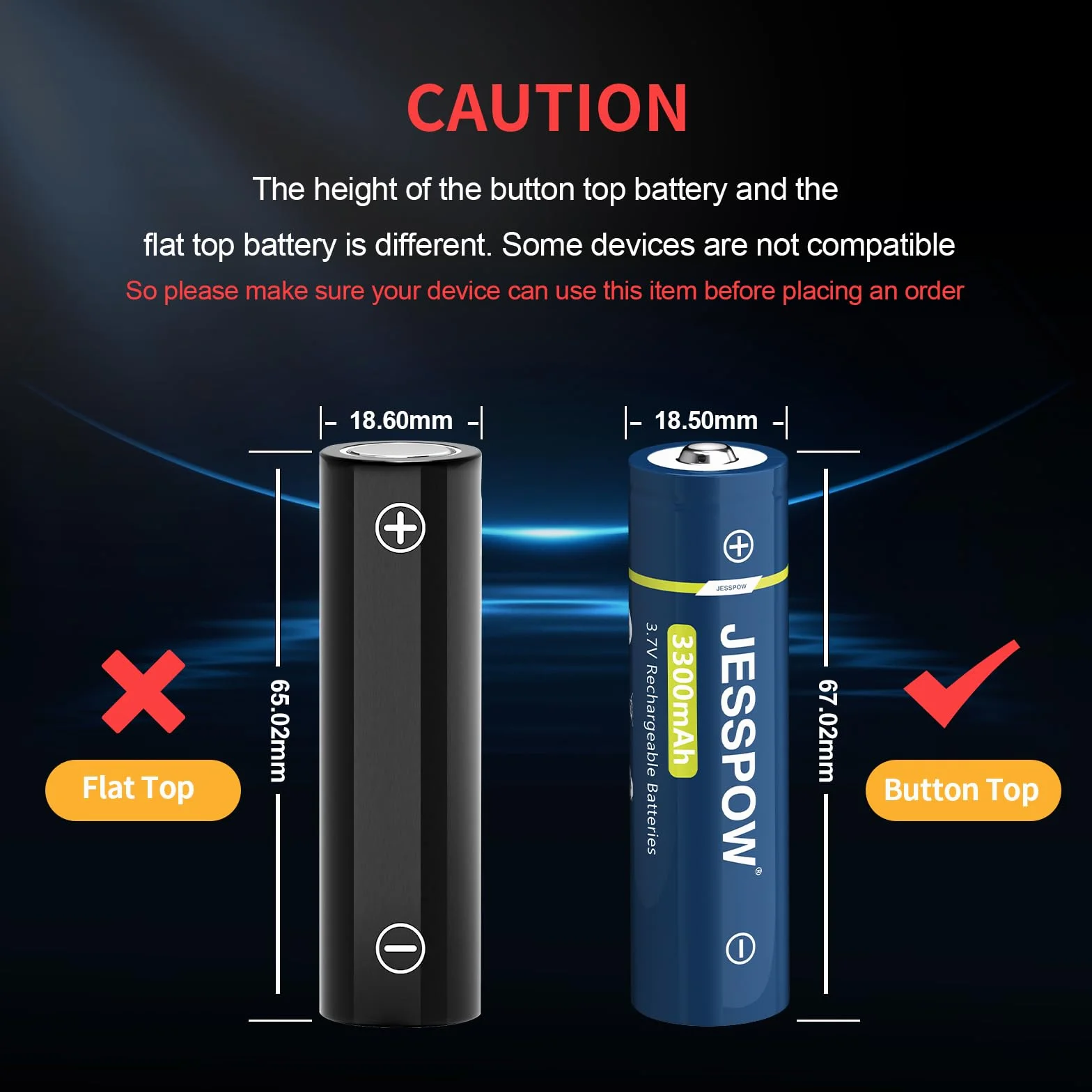 3.7V 3300mAh Bateria Recargable Pilas para Linternas Faros 2PCS