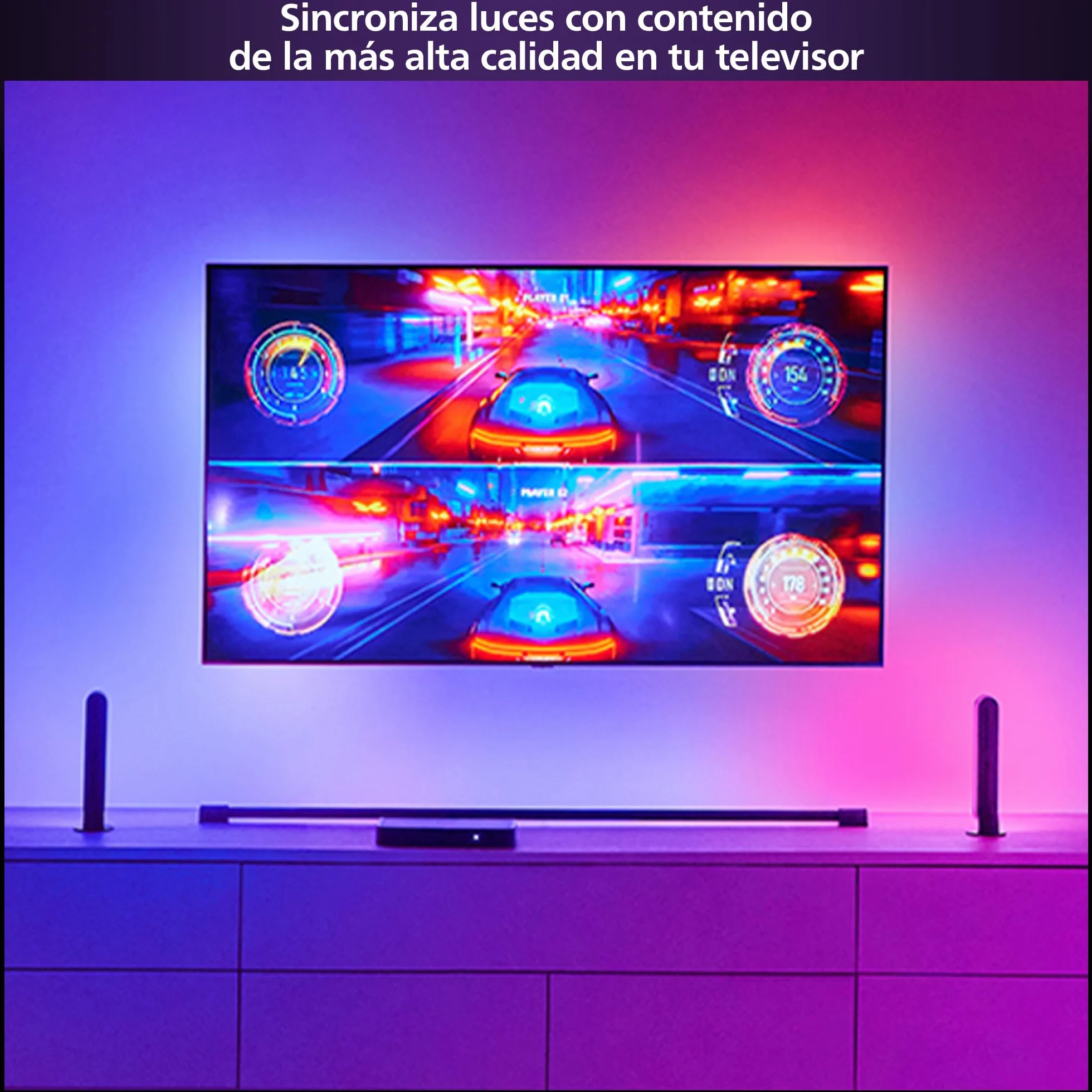 Philips Hue Play HDMI Sync Box 8K Sincronizador de Luz Ambiente con Videojuegos Películas Música Hasta 10 Luces LED Admite Dolby Vision HDR10+